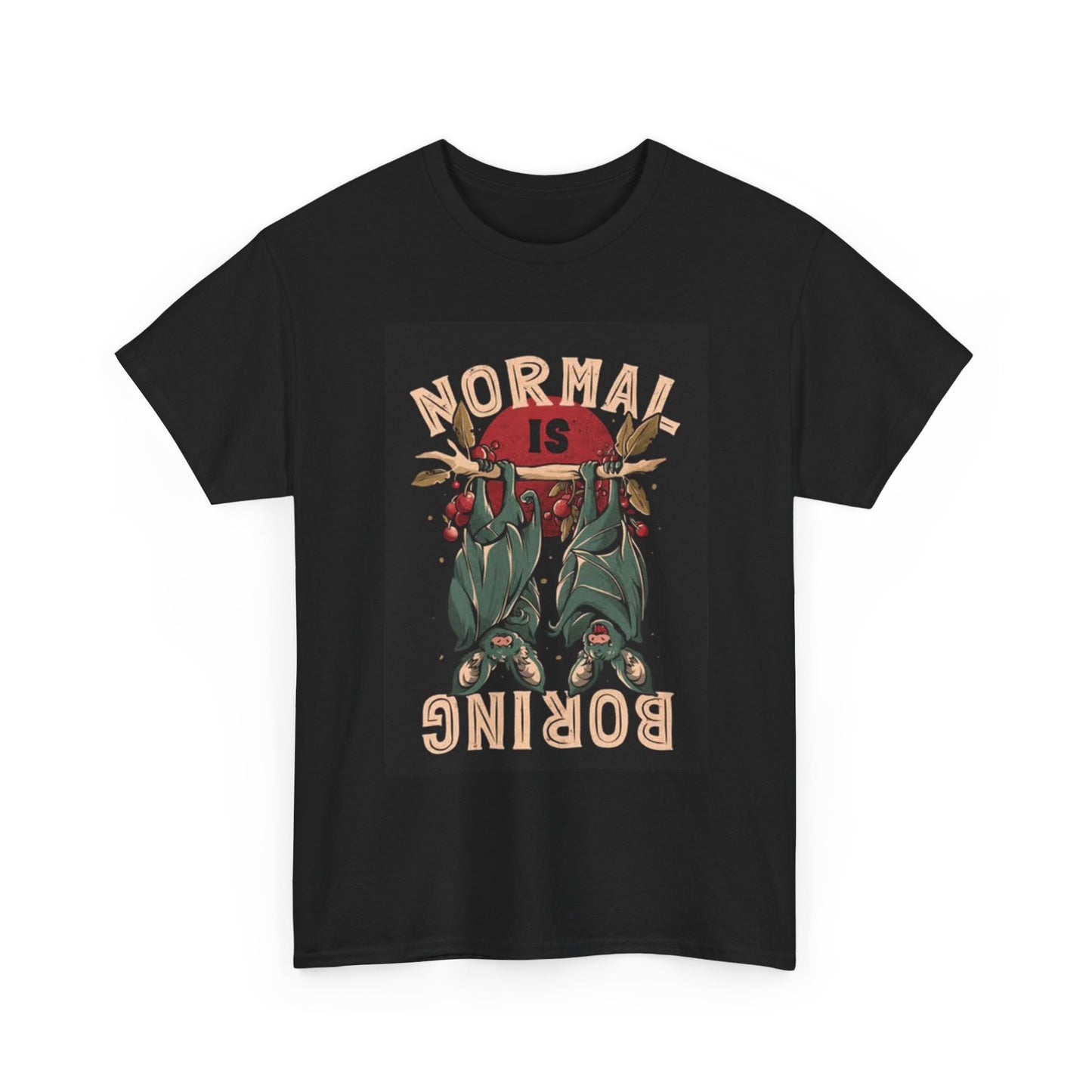 Normal Is Boring Graphic T Shirt Funny Bat Jokes Unisex Heavy Cotton Tee
