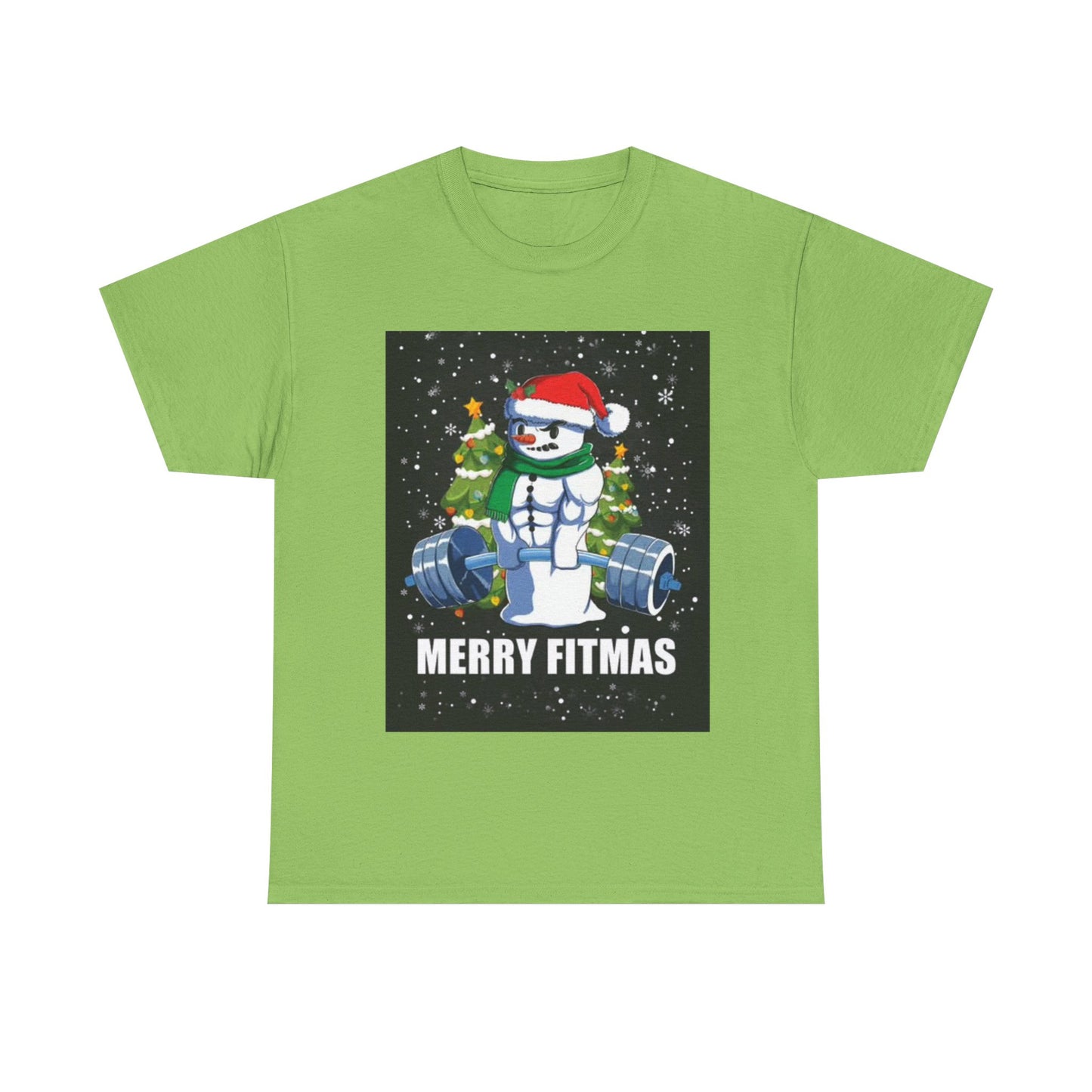 Merry Fitmas Shirt Funny Gym Snowman Christmas Gym Unisex Heavy Cotton Tee