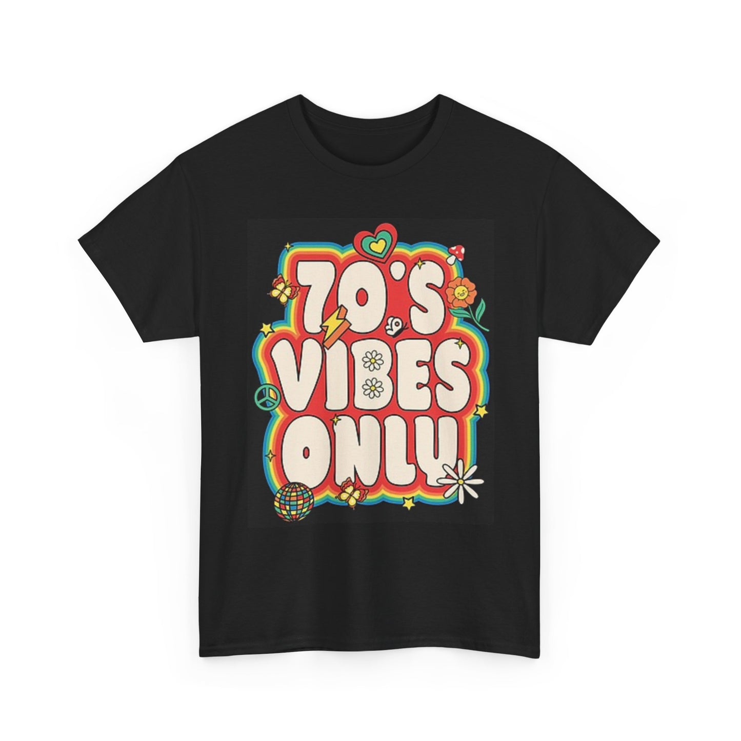 70s Vibes Only Graphic T Shirt Vintage Groovy Unisex Heavy Cotton Tee