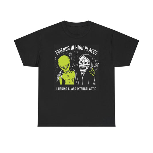 Friends In High Places Funny Aliens Graphic T Shirt NEW Cotton Tee Gift