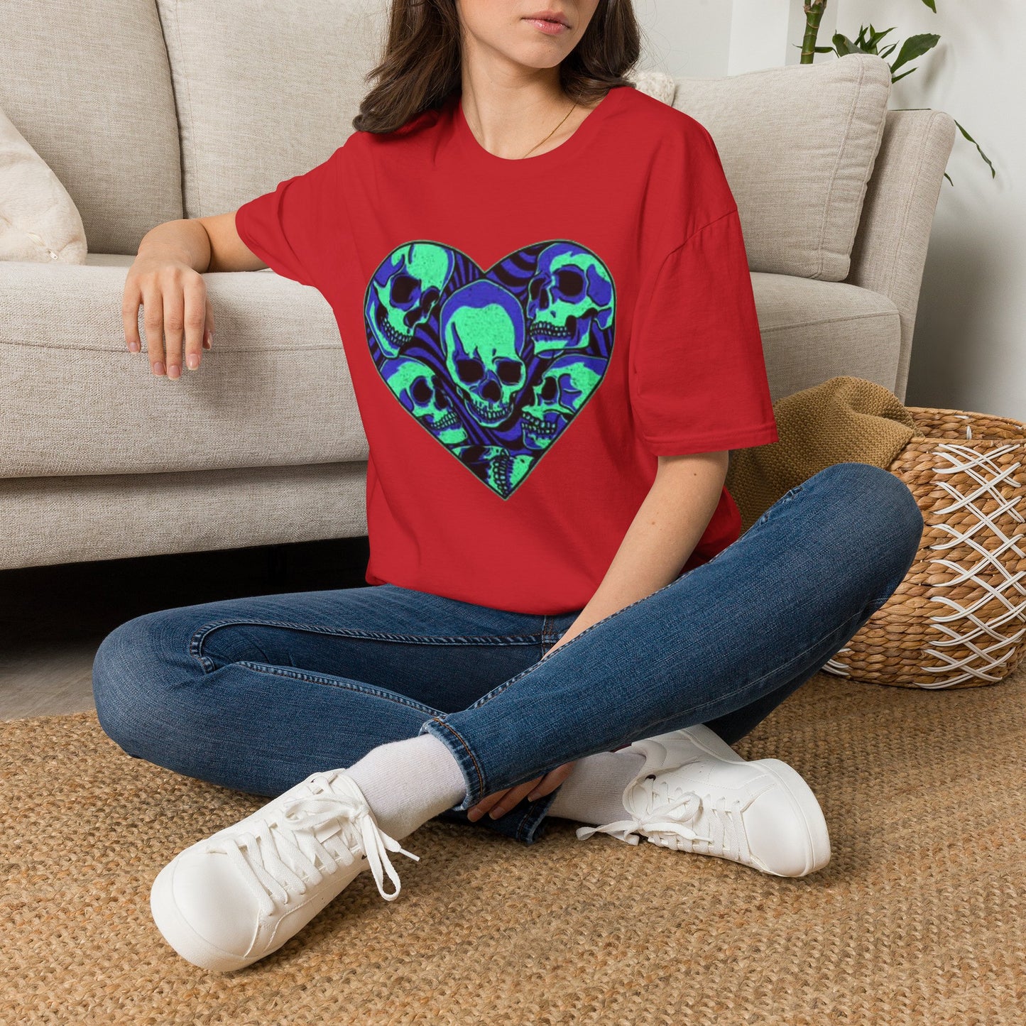 Death Heart Graphic T Shirt Retro Skeleton Unisex Softstyle T-Shirt