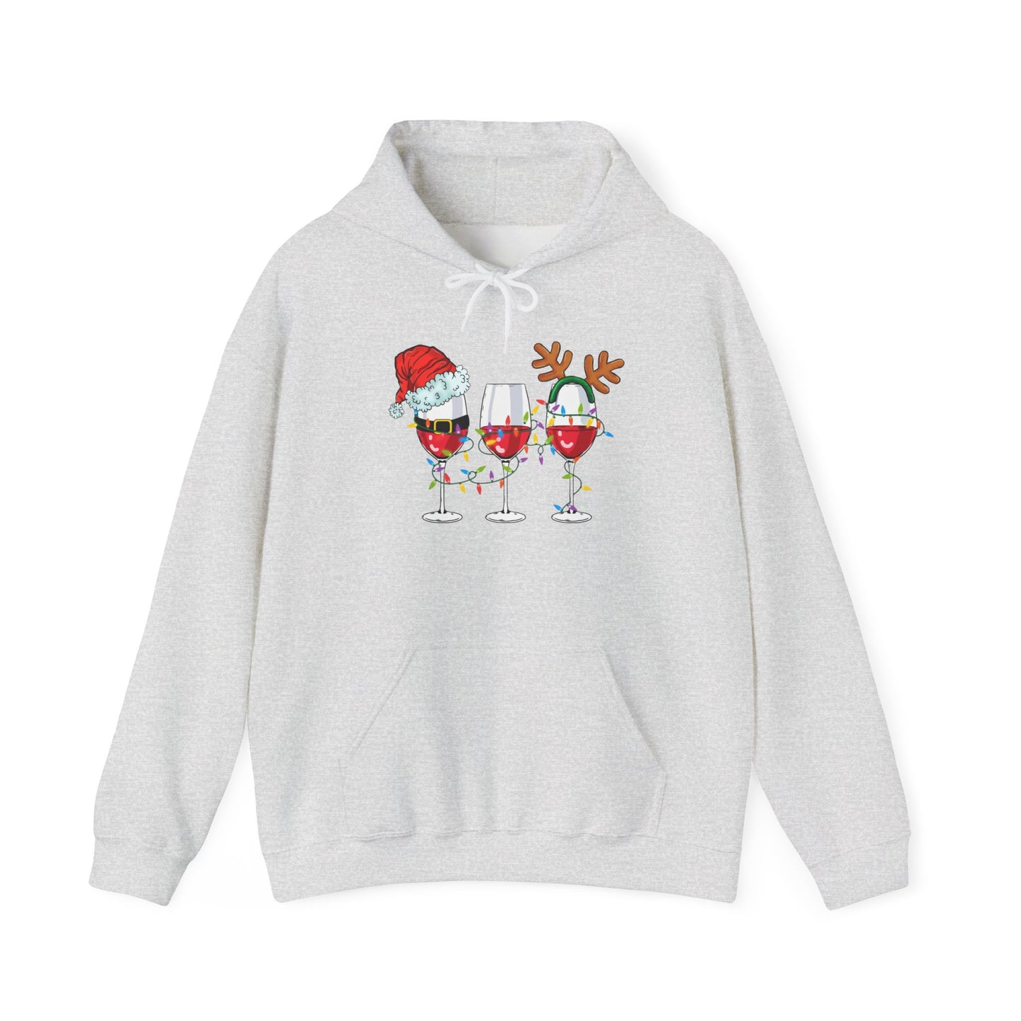 Christmas Wine Glasses Graphic Hoodie Unisex Heavy Blend™ Hooded Sweatshirt
