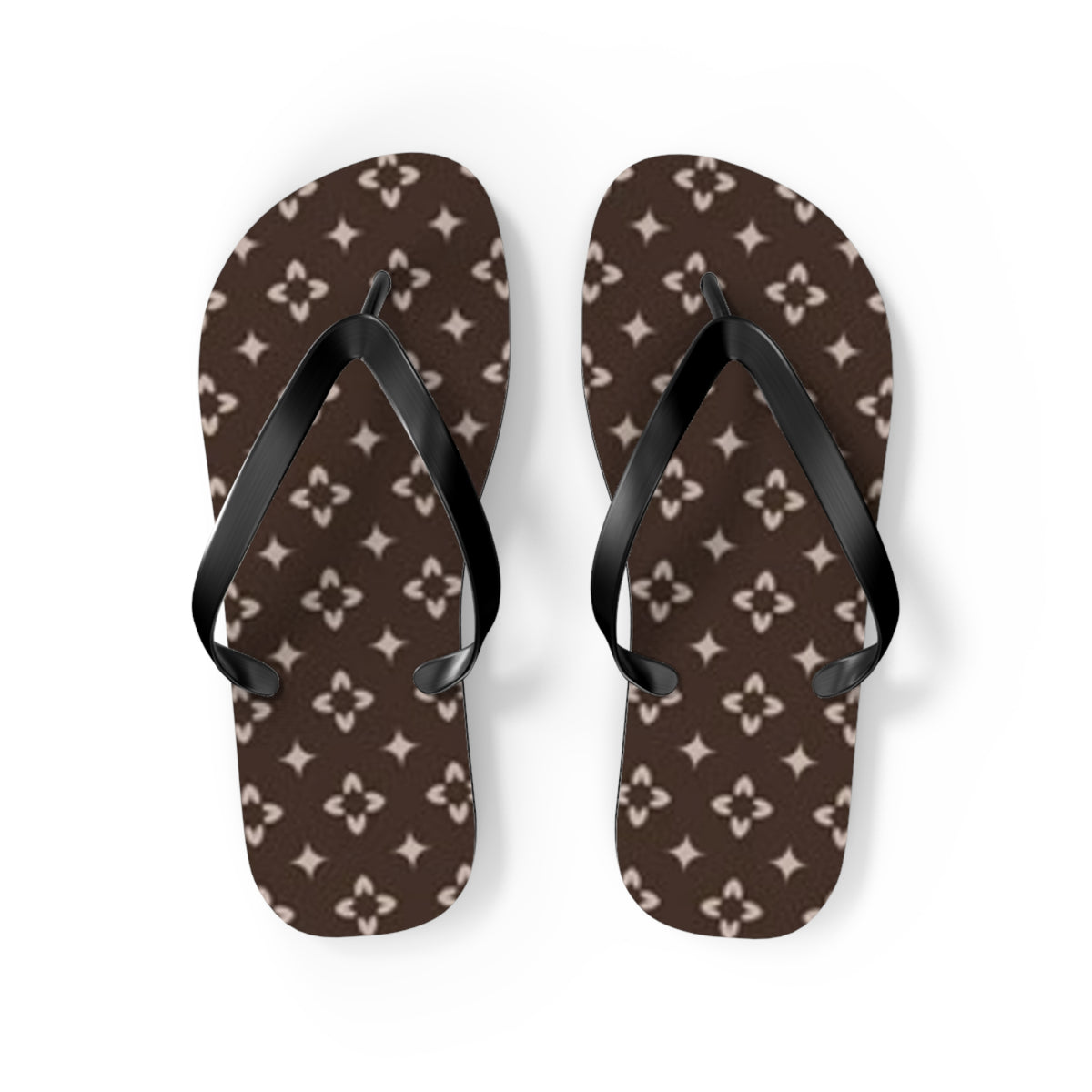 Brown And White Monogram Flip Flops, Sandals Slides, Summer Footwear, Brand New