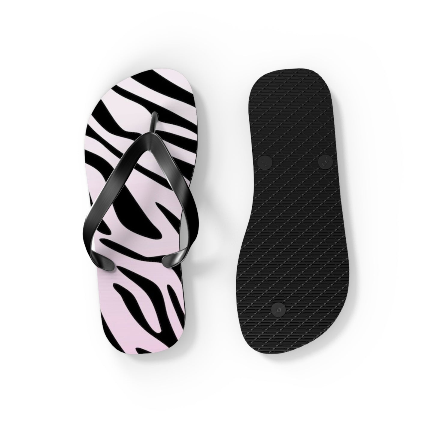 Zebra Print Beach Sandals, Slides for Summer, Flip Flops, Water Resistant