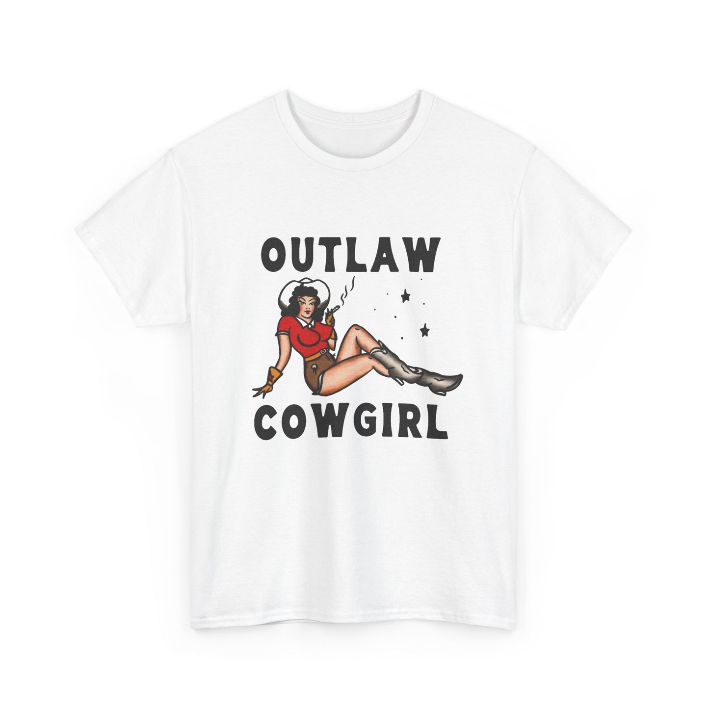 Outlaw Cowgirl Vintage Graphic T Shirt Unisex Heavy Cotton Tee GIFT NEW