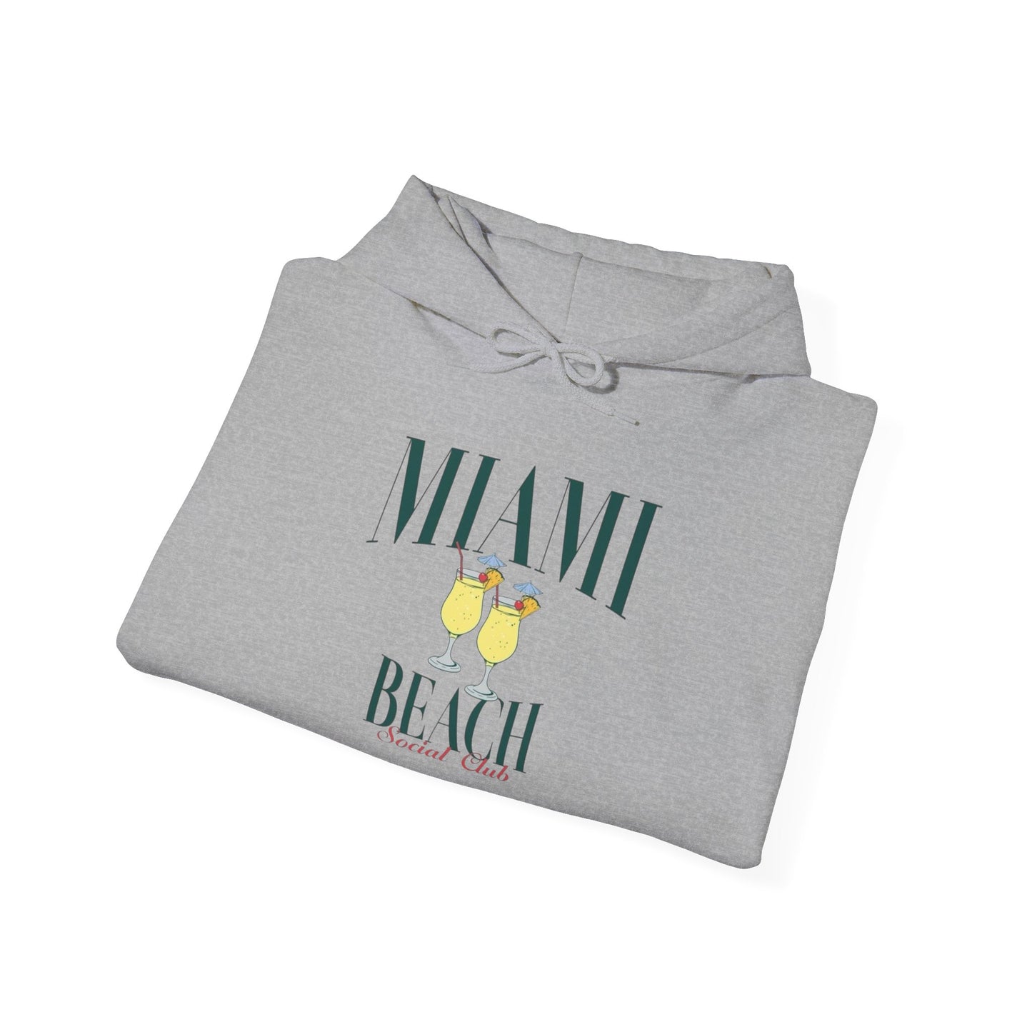 Miami Beach Social Club Graphic Hoodie Heavy Blend Sweatshirt NEW