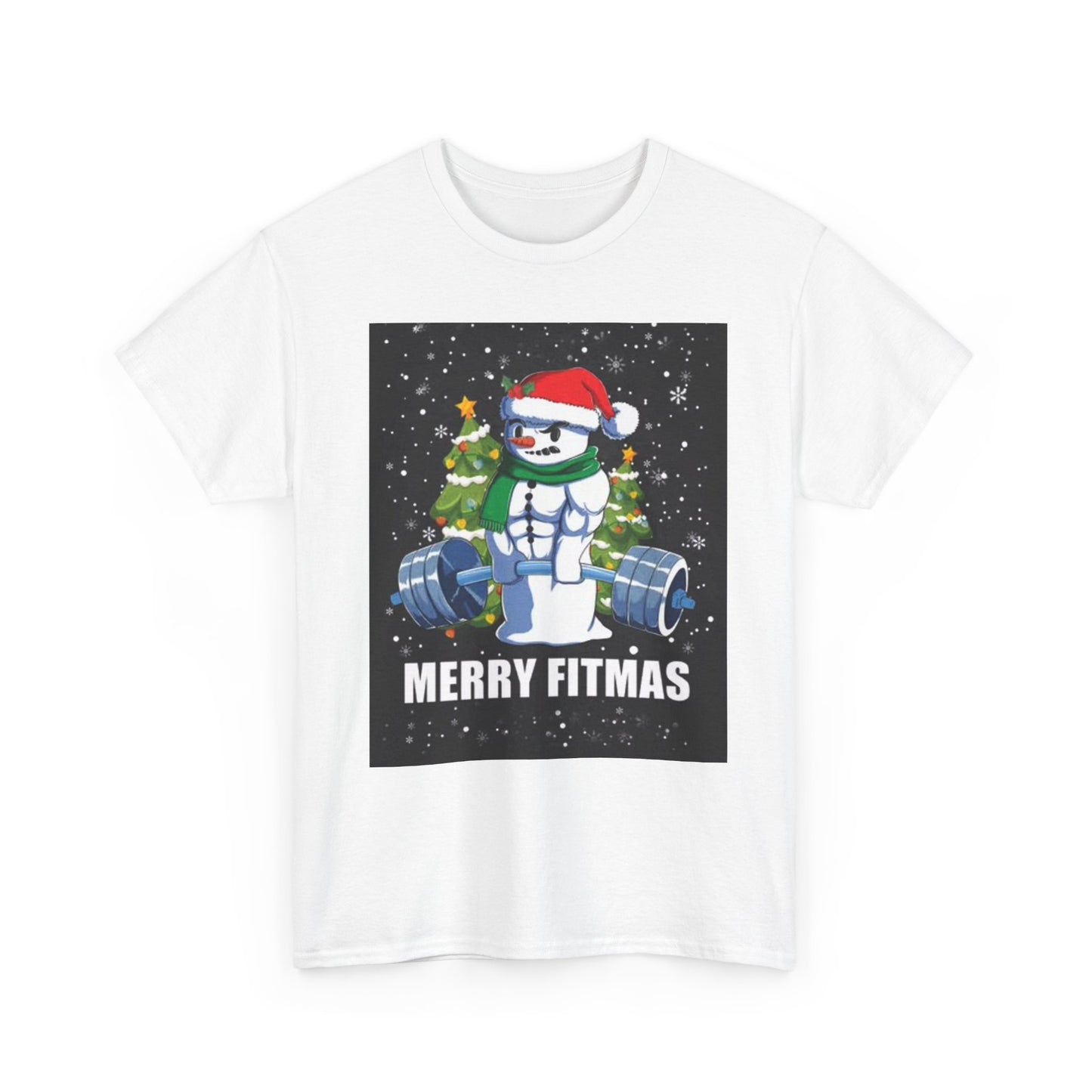 Merry Fitmas Shirt Funny Gym Snowman Christmas Gym Unisex Heavy Cotton Tee