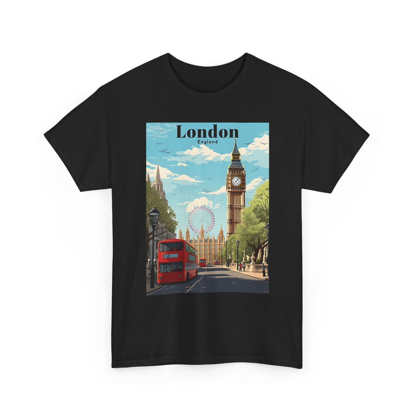 London Graphic T Shirt Vintage Art Photo Retro Unisex Heavy Cotton Tee