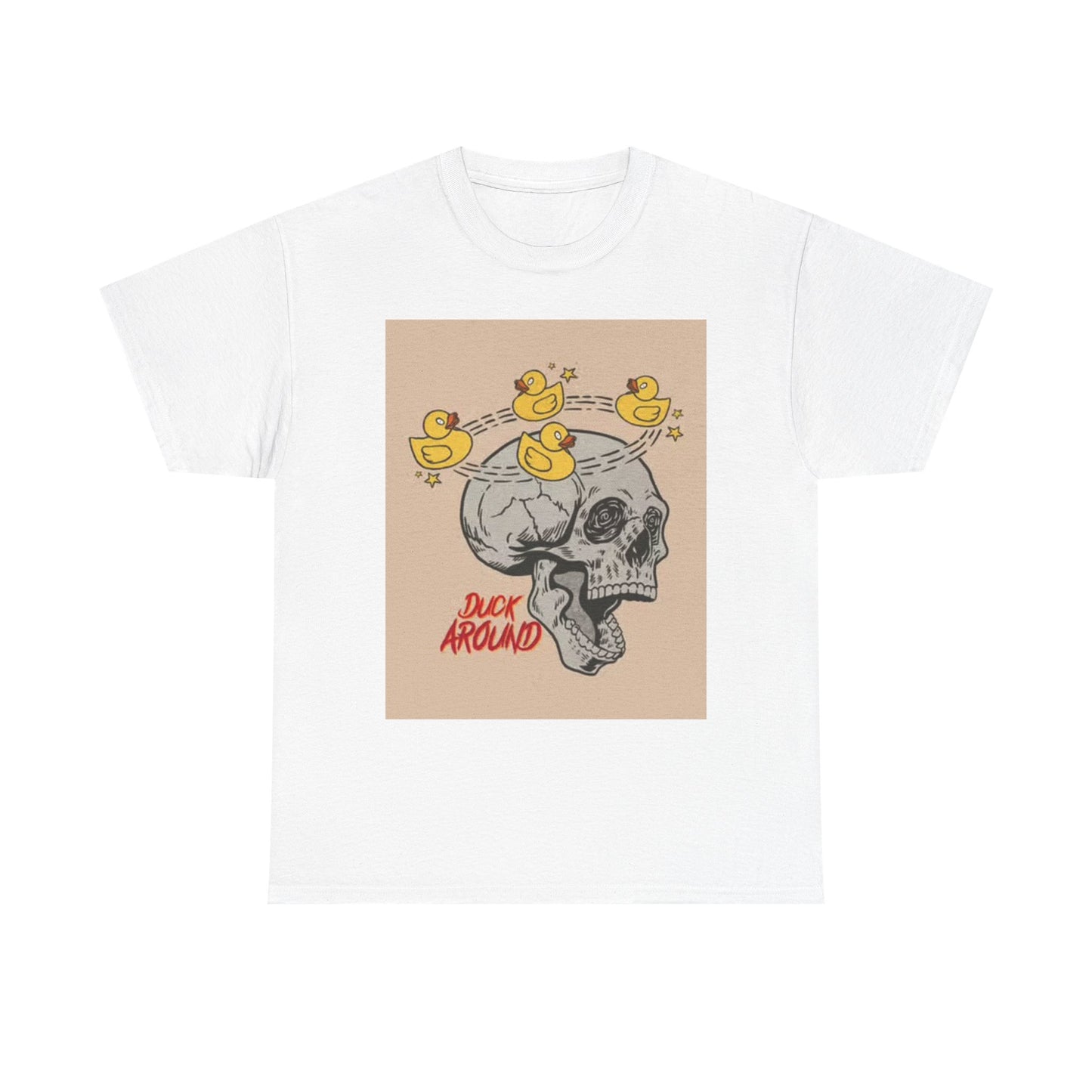 Duck Around Skull Graphic T Shirt Retro Funny Unisex Heavy Cotton Tee