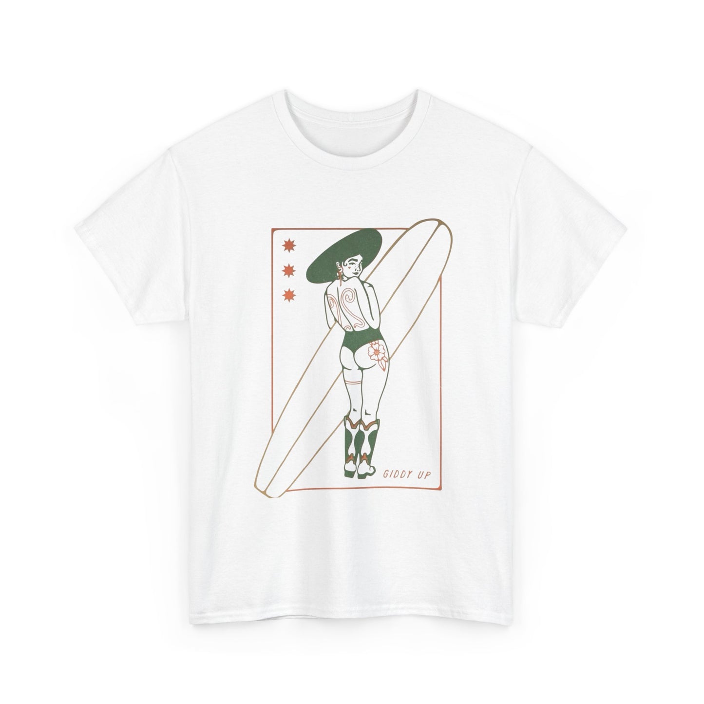 Giddy Up Surfer Graphic T-Shirt Cotton Tee New Gift Vintage