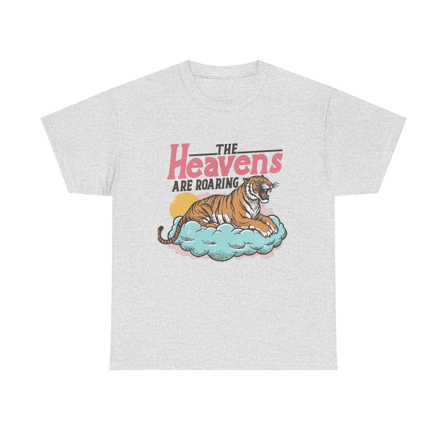 The Heavens Are Roaring Tiger Retro Graphic T Shirt Regular Men's Heavy Cotton Tee