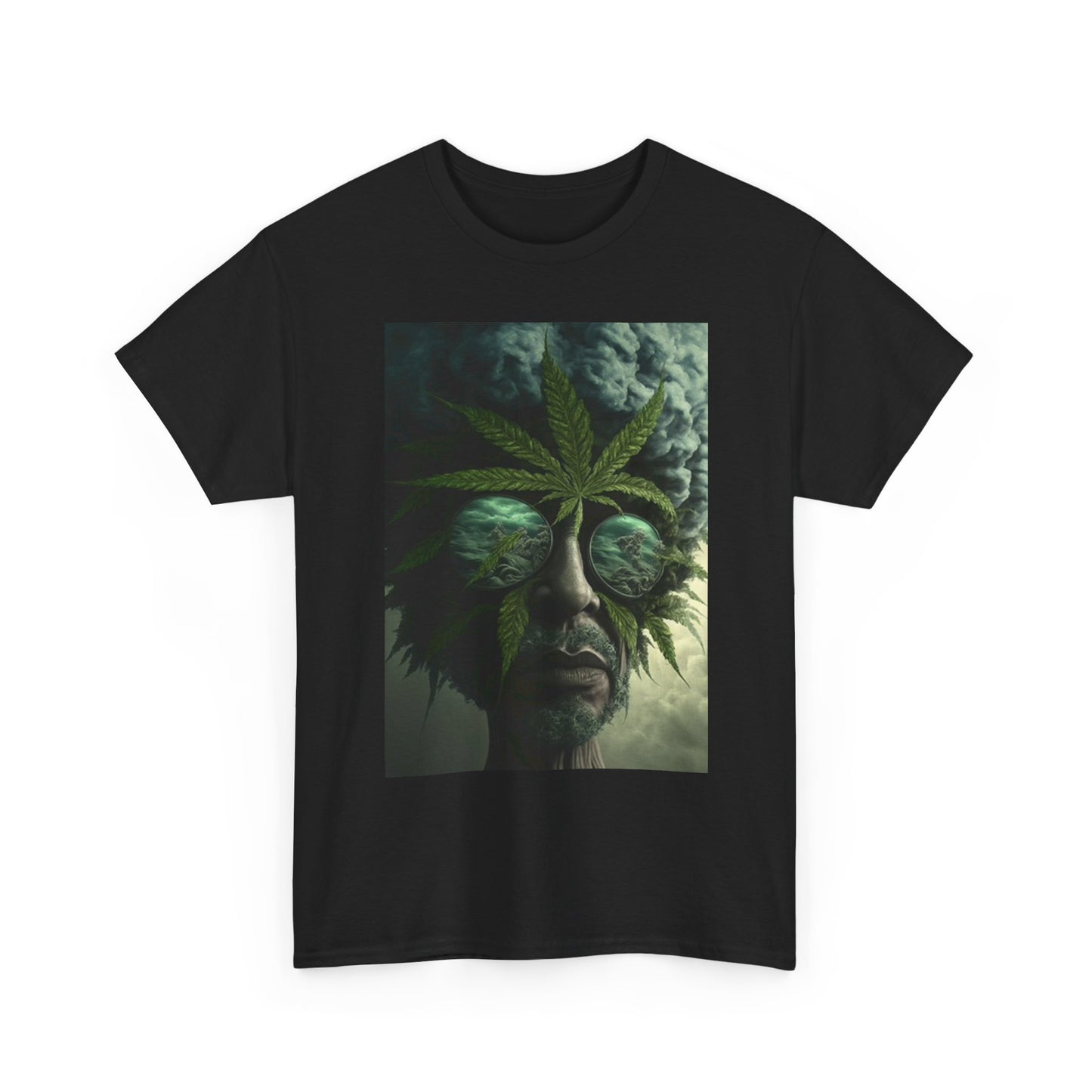 Old Man Weed Leaf Graphic T Shirt Vintage Photo Unisex Heavy Cotton Tee