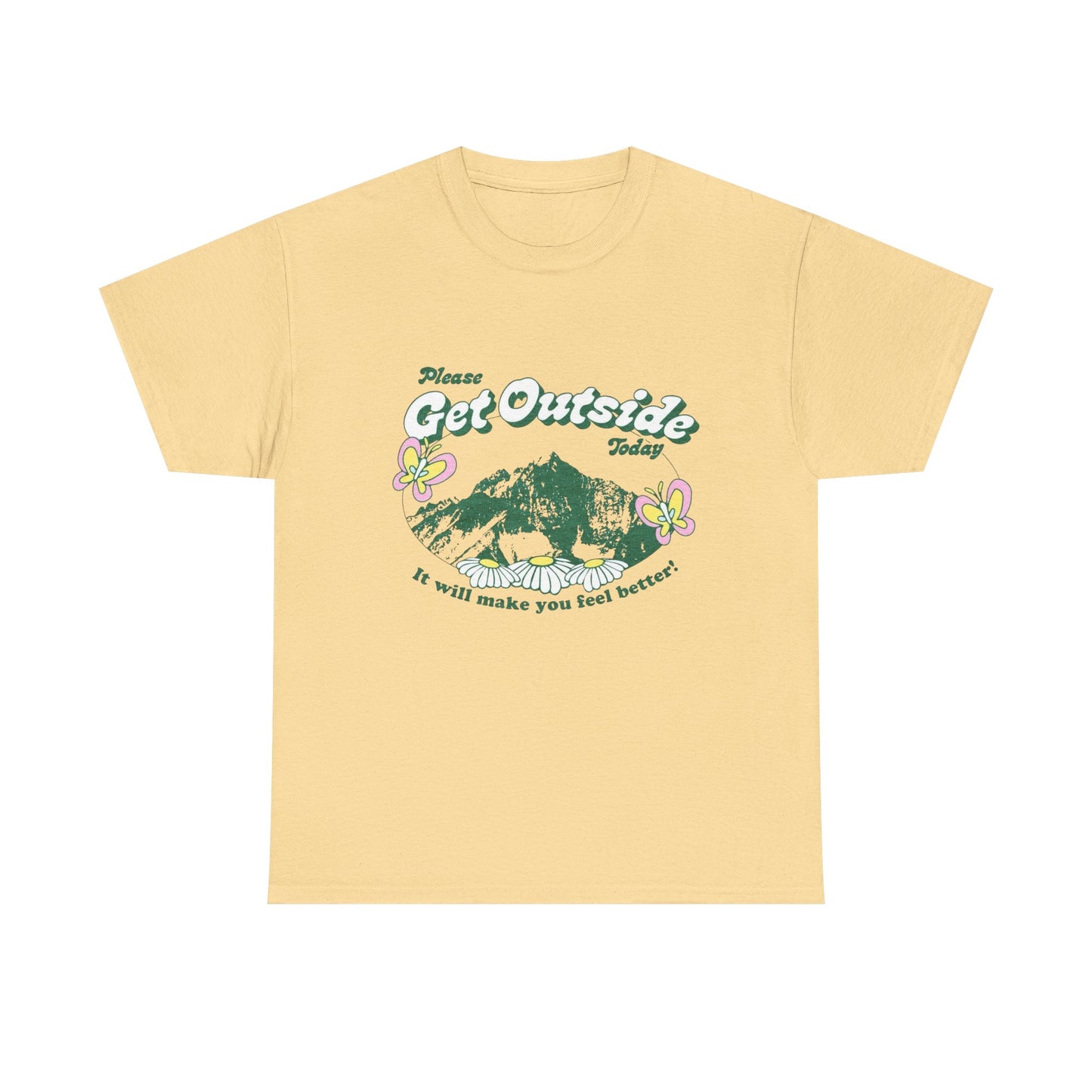 Get Outside Today T-Shirt NEW Gift Unisex Heavy Cotton Tee
