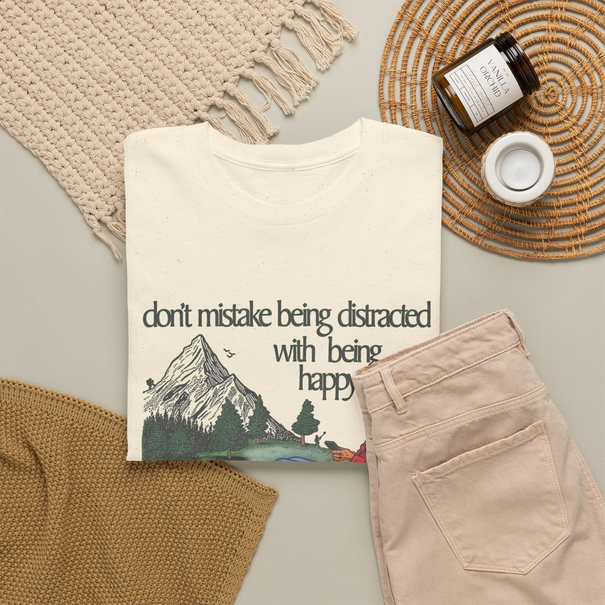 Don't Mistake Being Distracted With Being Happy T Shirt Men's Heavy Cotton Tee