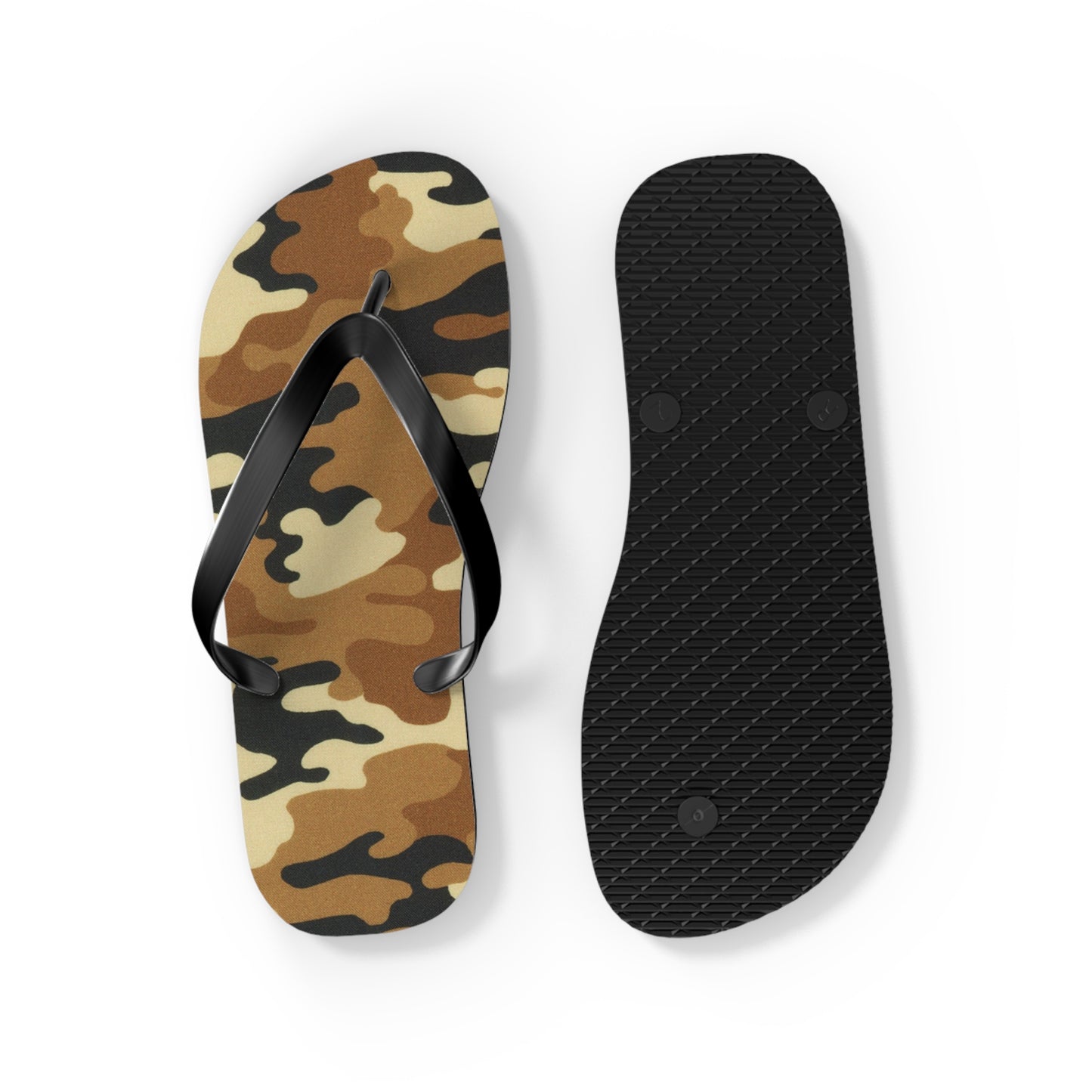 Waves And Sun Sandals Tan Camo Print Summer Flip Flops Slides BRAND NEW