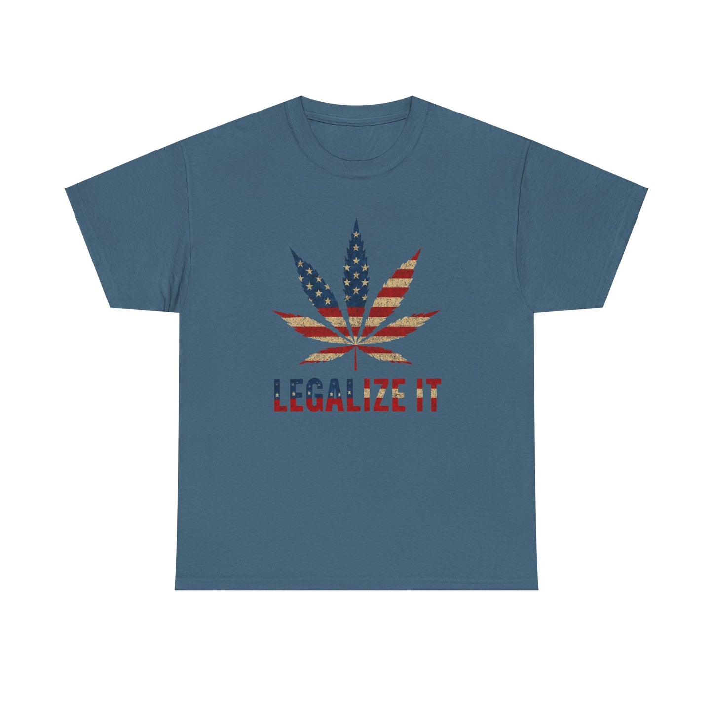 Legalize It American Flag Weed Leaf Graphic T Shirt Unisex Heavy Cotton Tee Gift