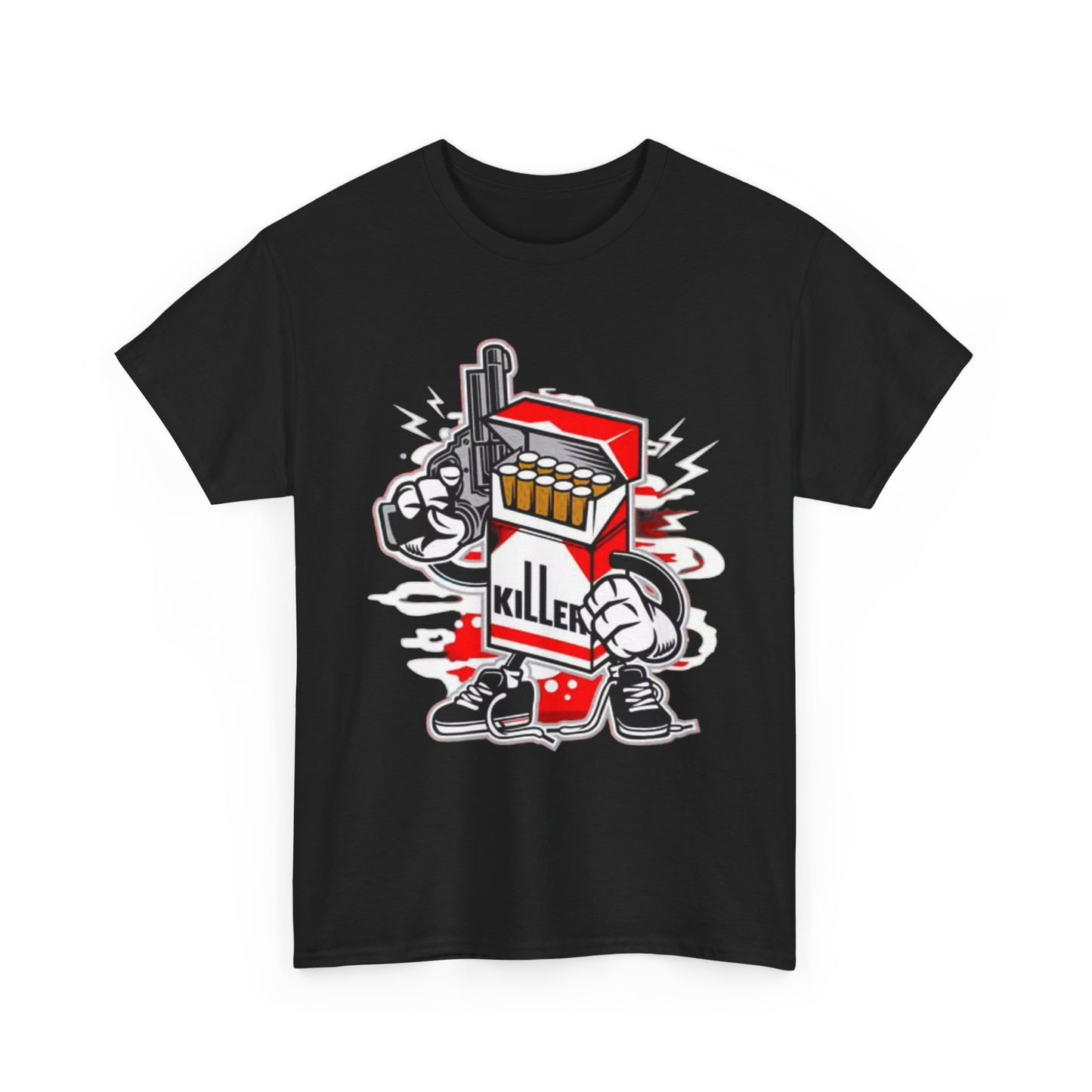Killer Cigarette Graphic T Shirt Funny Cartoon Character Unisex Heavy Cotton Tee