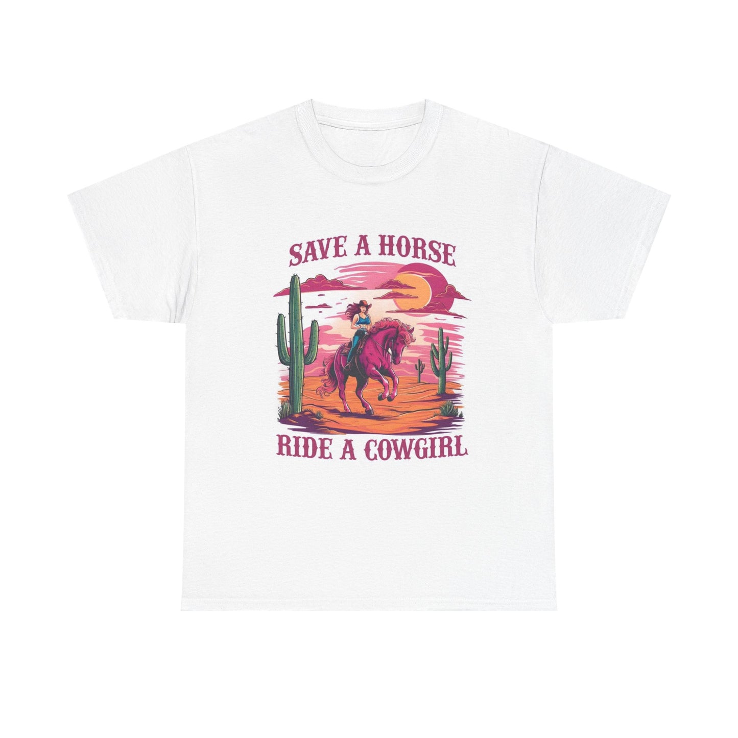 Save A Horse Ride A Cowgirl Graphic T Shirt Womens Vintage Retro Cotton Tee