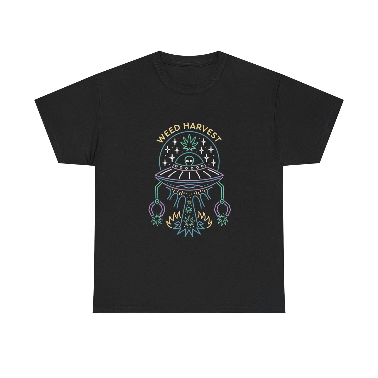 Weed Aliens Harvest Graphic T Shirt NEW Unisex Heavy Cotton Tee