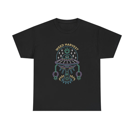 Weed Aliens Harvest Graphic T Shirt NEW Unisex Heavy Cotton Tee