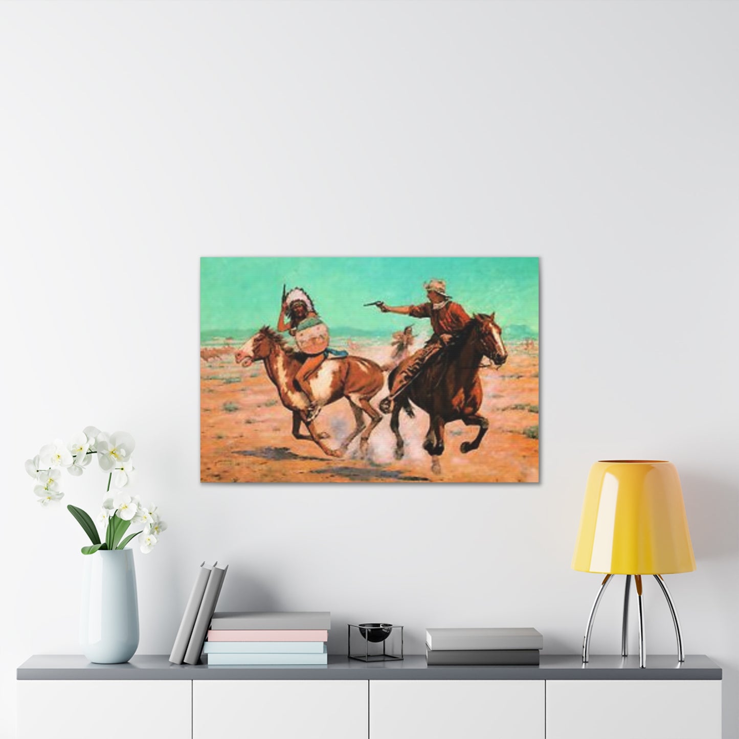 Cowboys And Indians Western AMERICA USA New Print Canvas Stretched, 0.75"