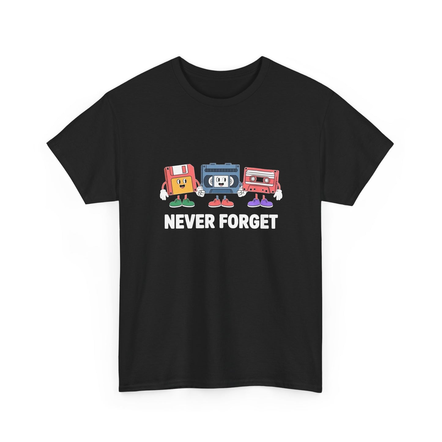 Never Forget Funny Old Technology Graphic T Shirt Unisex Heavy Cotton NEW Tee
