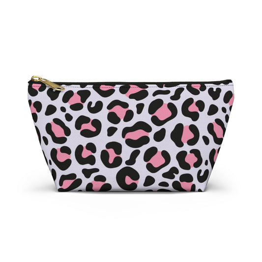 Travel Bag Multi Color Pink Leppard Print Accessory Pouch w T-bottom