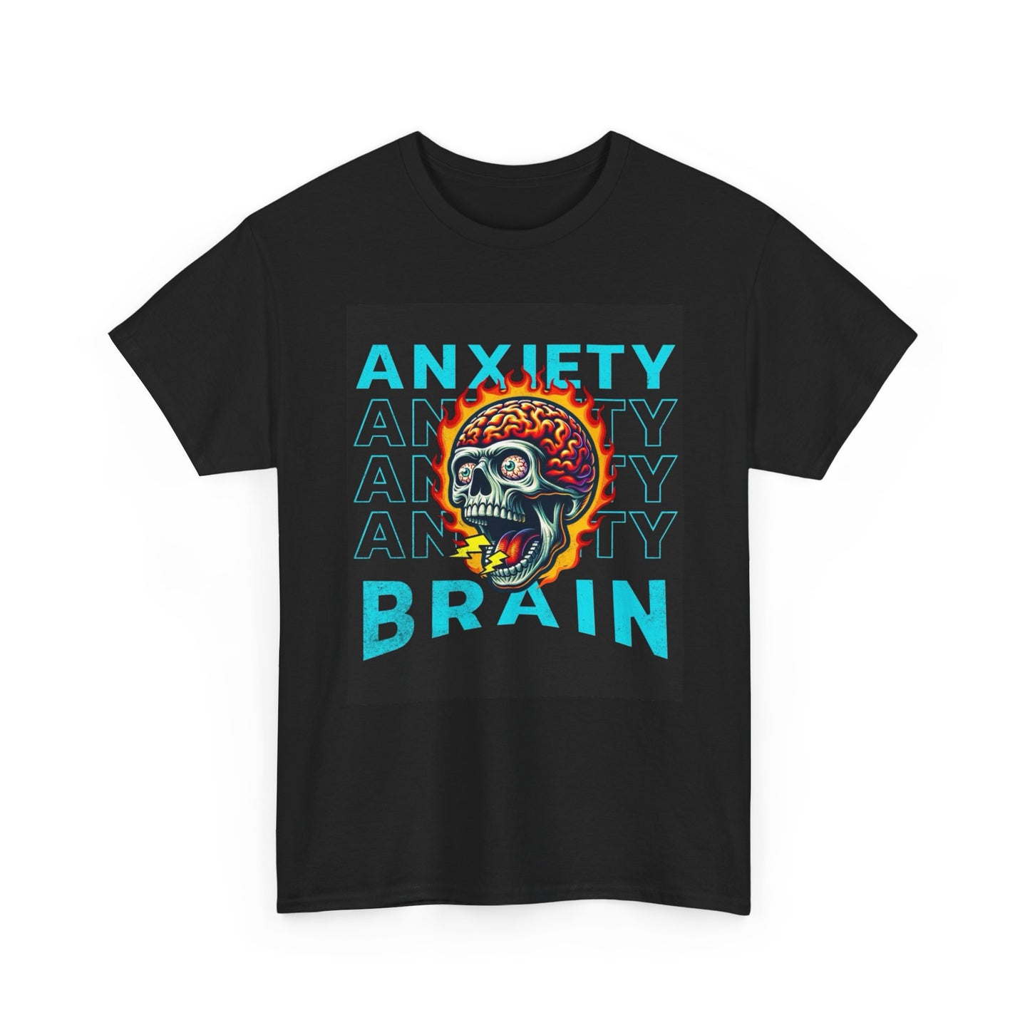 Anxiety Brain Graphic T Shirt Retro Unisex Heavy Cotton Tee