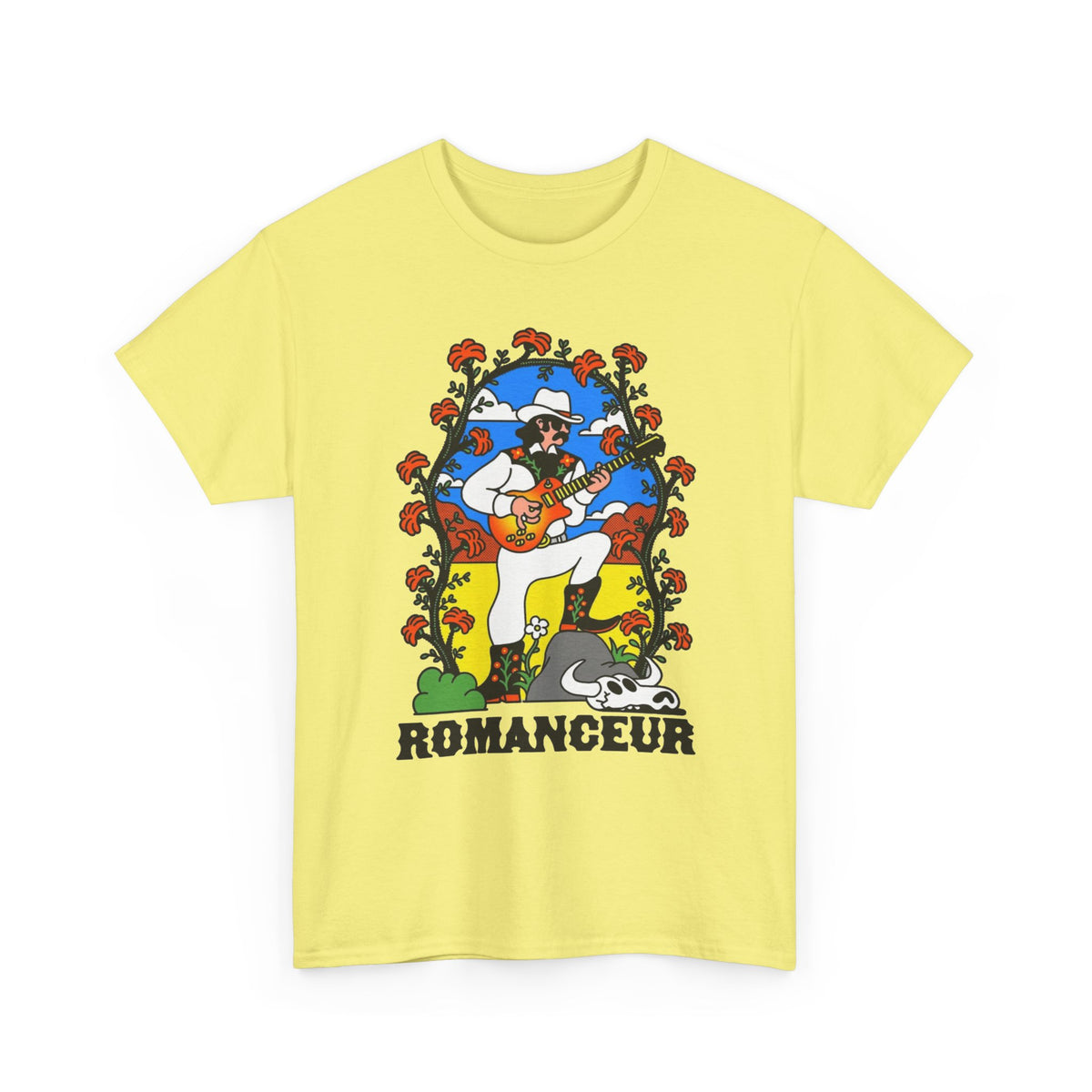 Romanceur Guitar Player Illustration T-Shirt Men's Graphic Tee