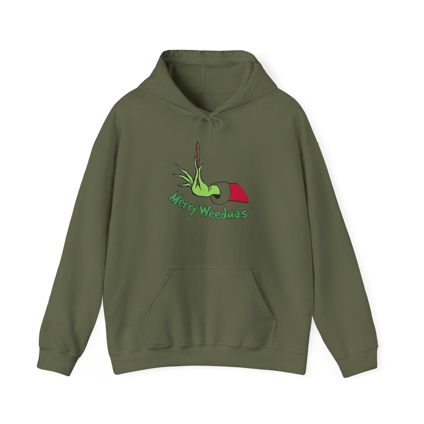 Merry Weedmas Funny Grinch Weed Graphic Hoodie Heavy Blend™ Hooded Sweatshirt
