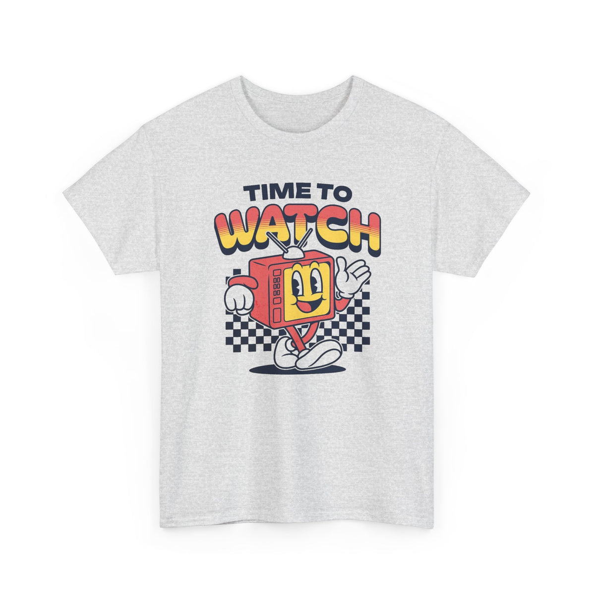 Time To Watch Tv Retro Graphic T Shirt Men's Heavy Cotton Tee