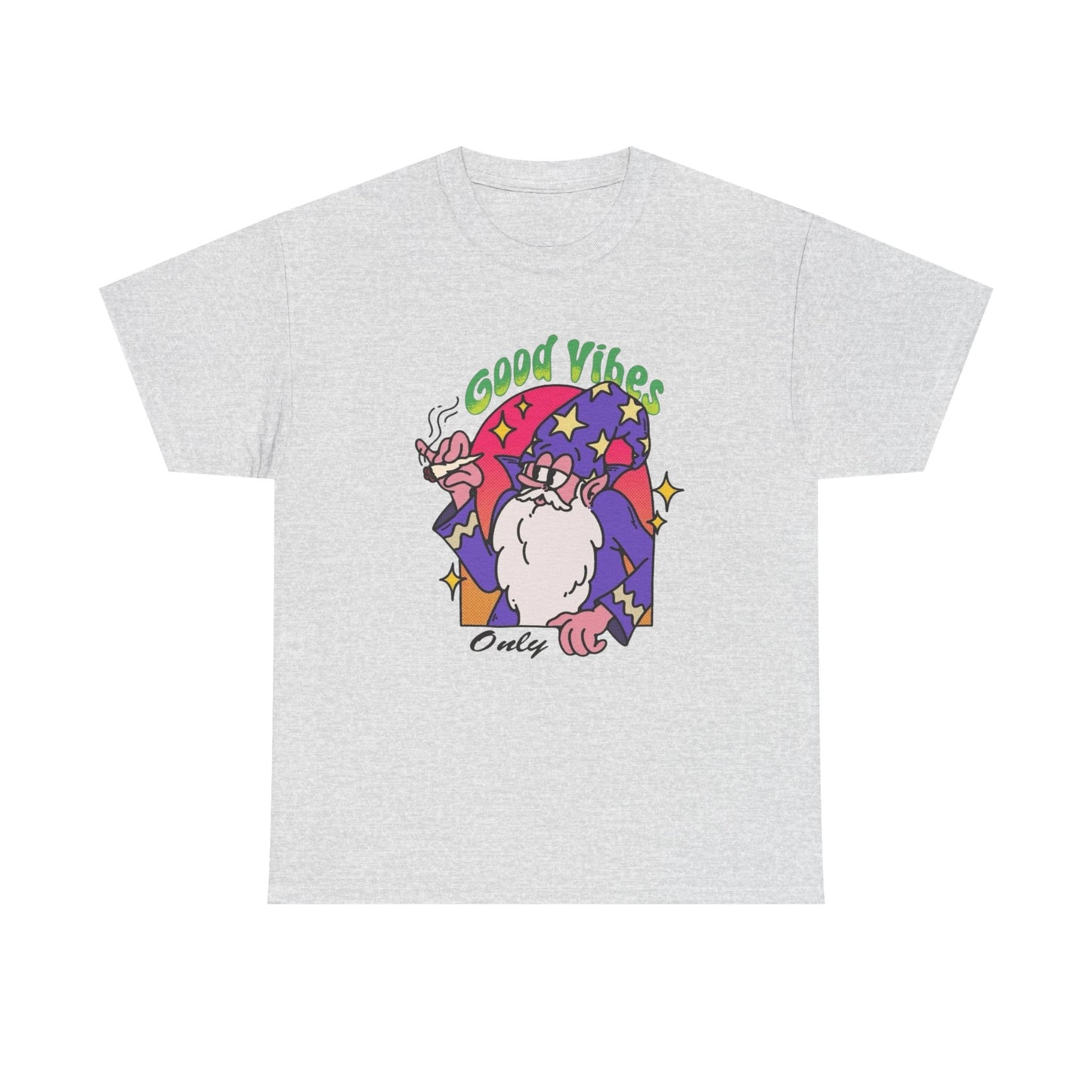 Only Good Vibes Wizard T Shirt Graphic Unisex Heavy Cotton Tee NEW GIFT