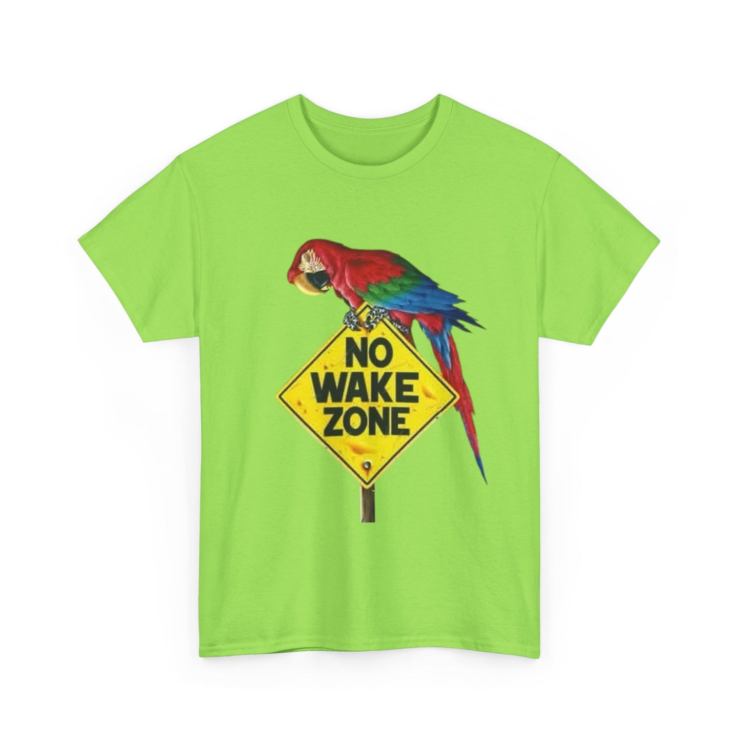 No Wake Zone Parrots Buffett Graphic T-Shirt Unisex Heavy Cotton Tee NEW