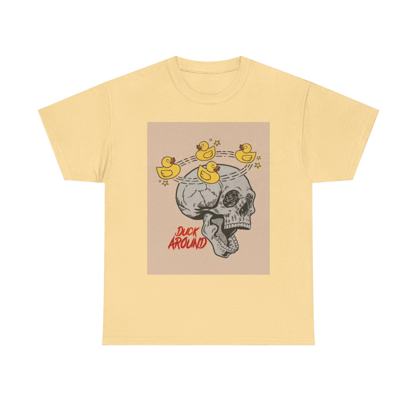 Duck Around Skull Graphic T Shirt Retro Funny Unisex Heavy Cotton Tee