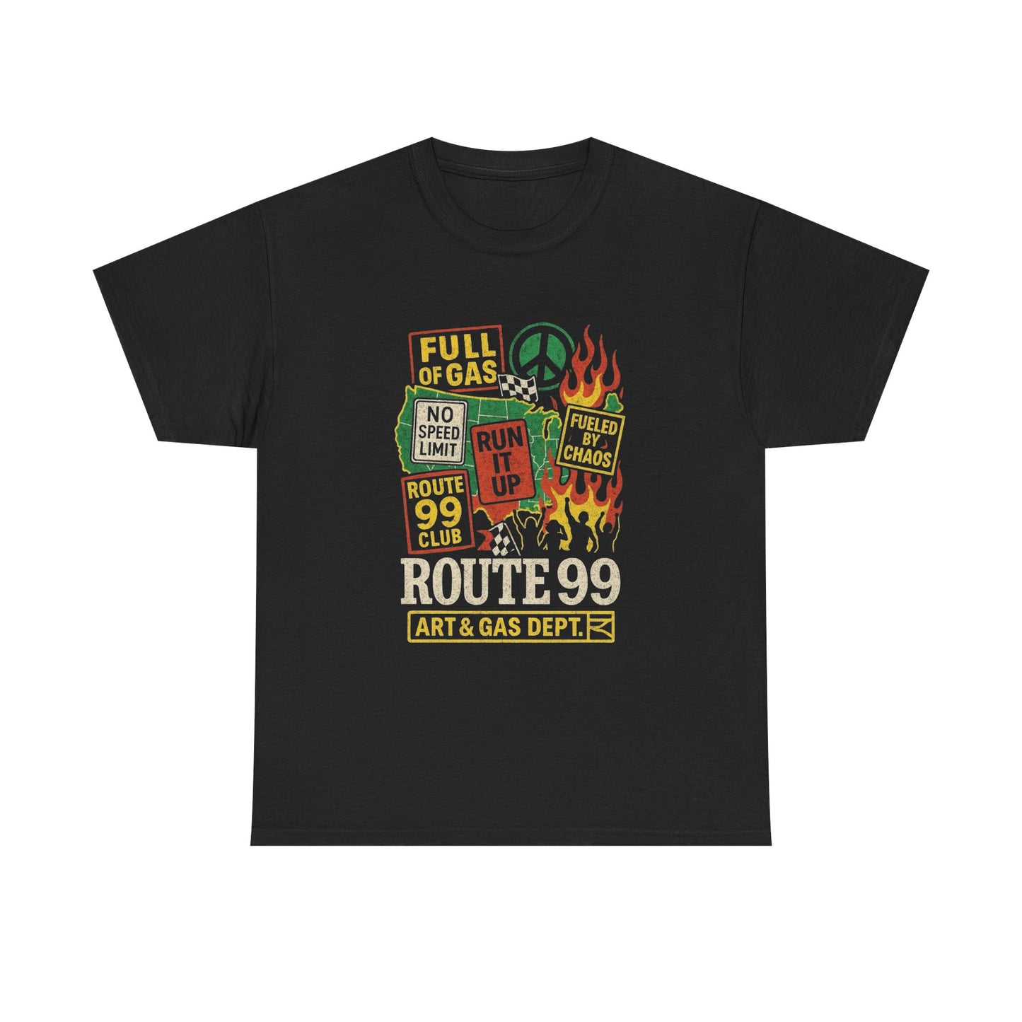 Route 99 Full Of Gas Graphic T Shirt Unisex Heavy Cotton Tee NEW Gift