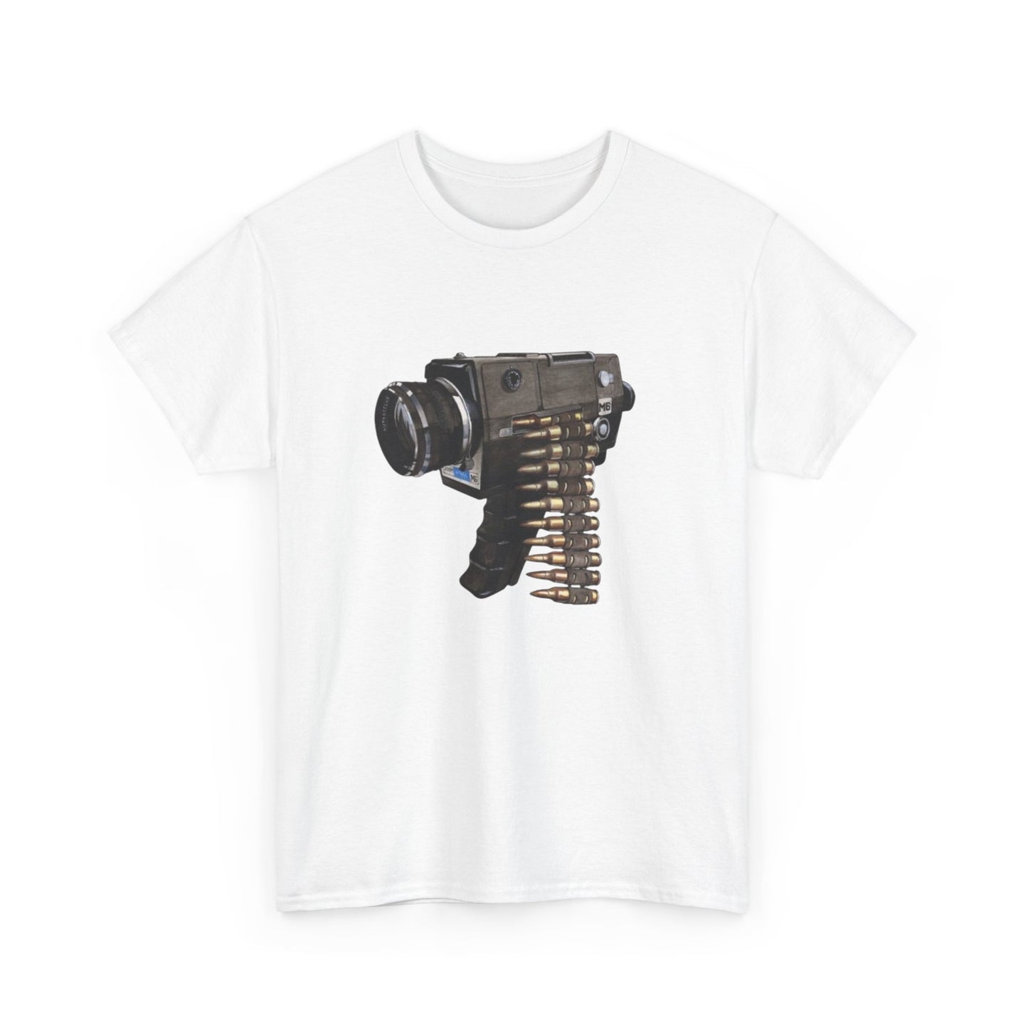 Camera Gun Art Graphic T Shirt Unisex Heavy Cotton Tee