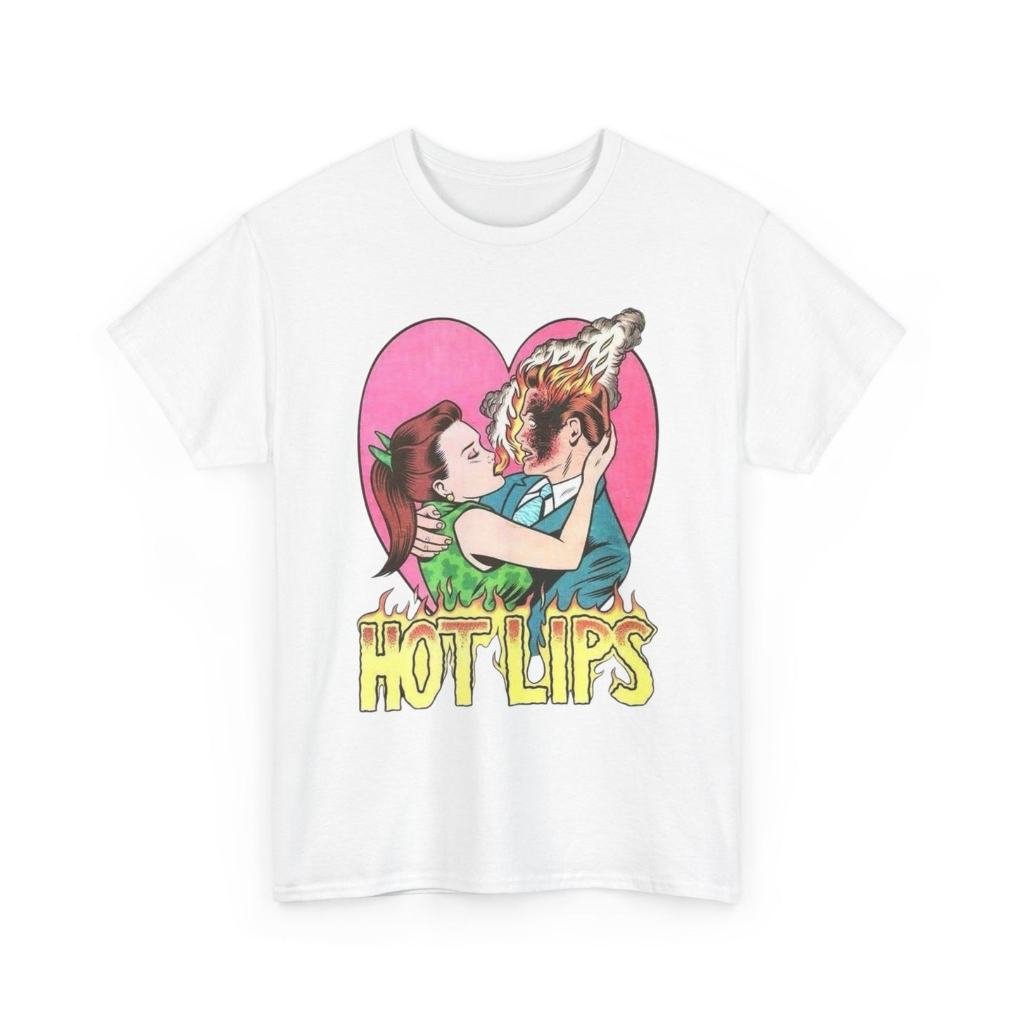 Hot Lips Graphic T Shirt Unisex Heavy Cotton Tee Gift