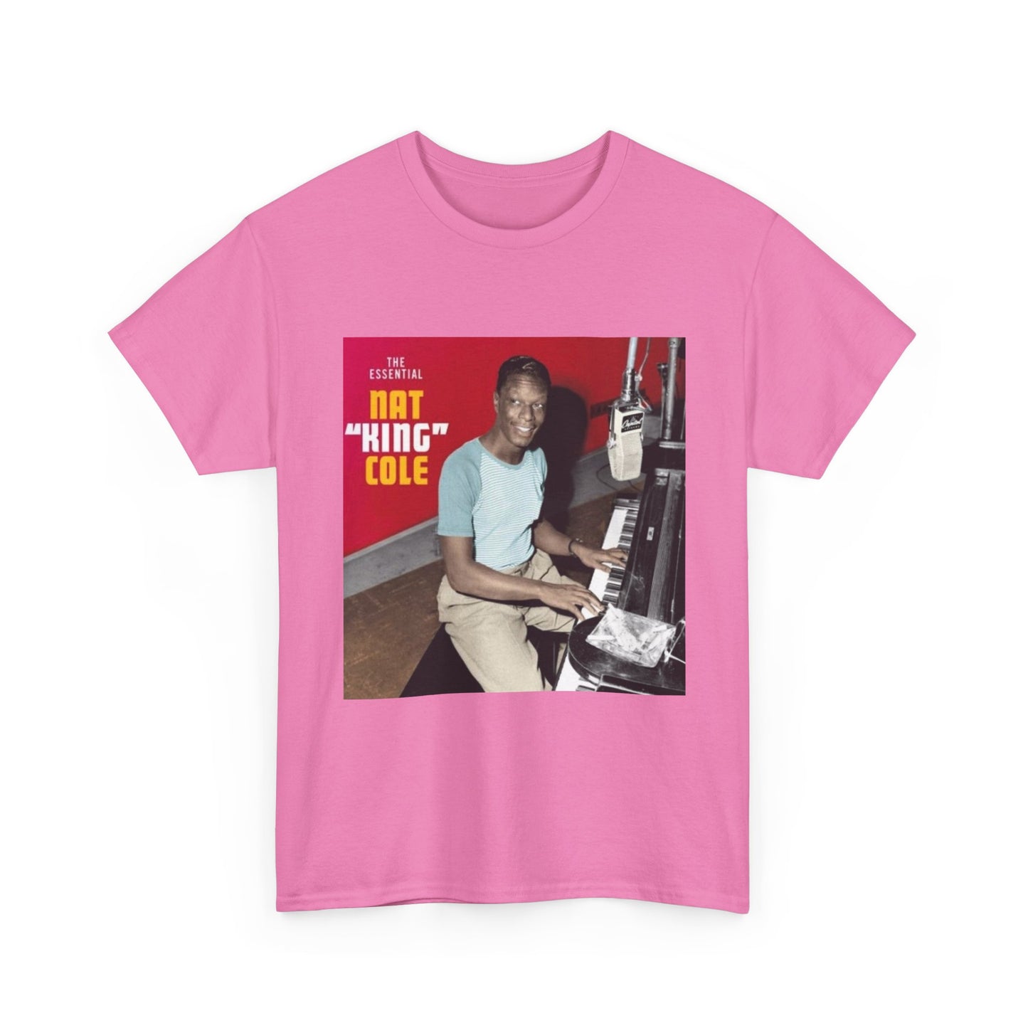 Nat King Cole Tshirt Vintage Piano Concert Poster retro Unisex Heavy Cotton Tee
