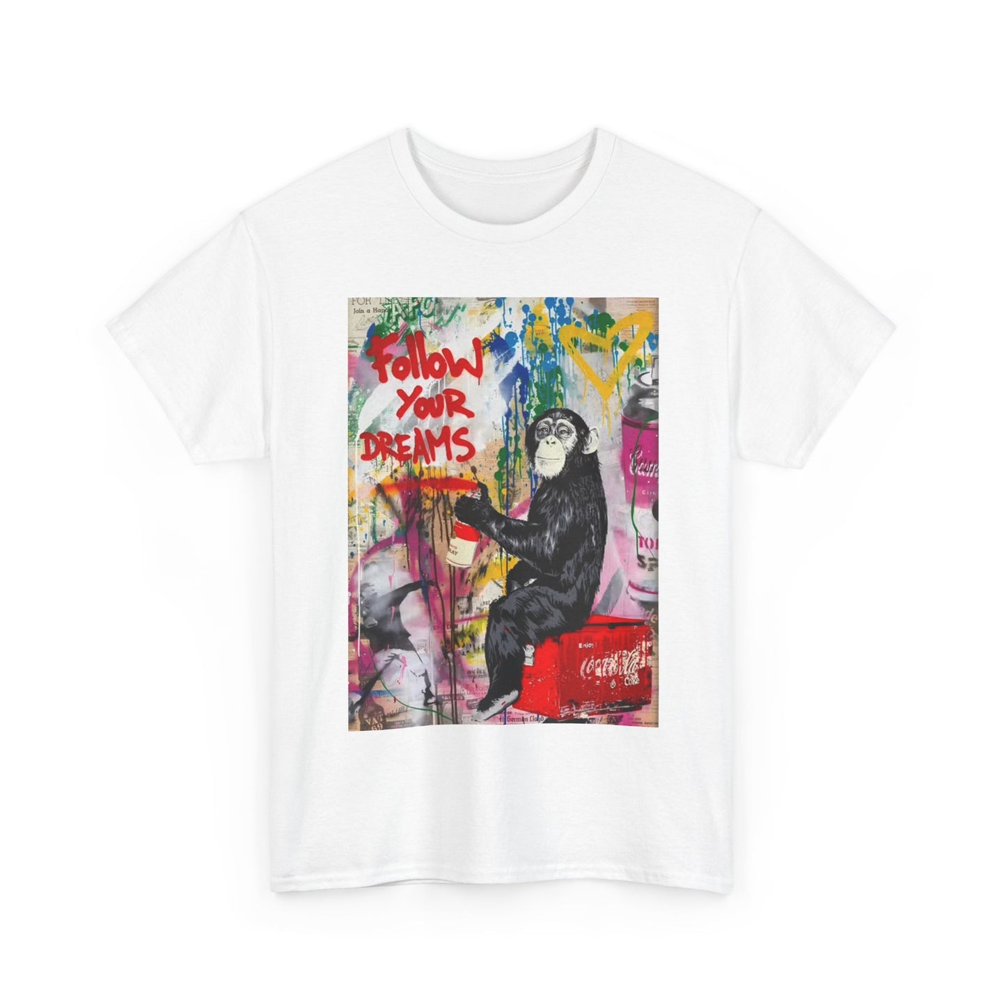 Banksy Tshirt Art Monkey Fine Graphic Painting Vintage Unisex Heavy Cotton Tee