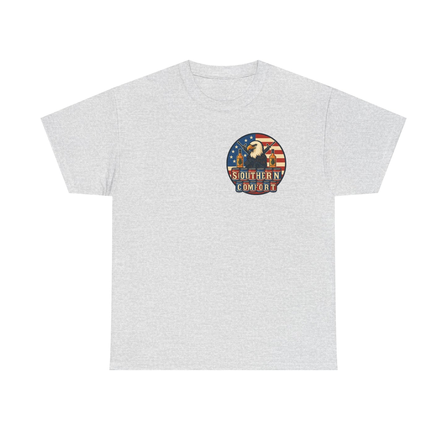 Southern Comfort Graphic T Shirt American Flag-USA-Bald Eagle-Beers-Guns-Whiskey