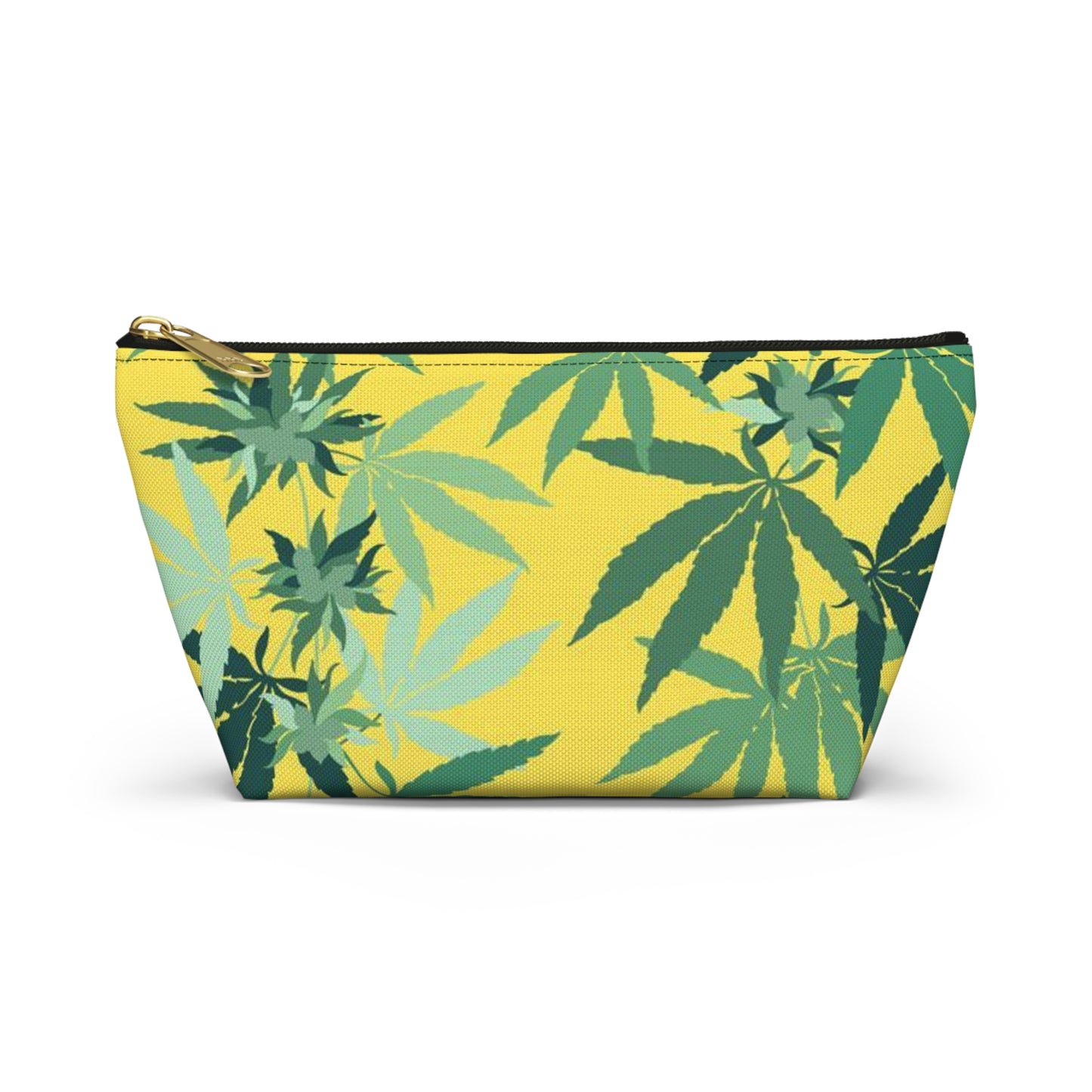 Yellow Weed Leaf All Over print Bag Accessory Pouch w T-bottom