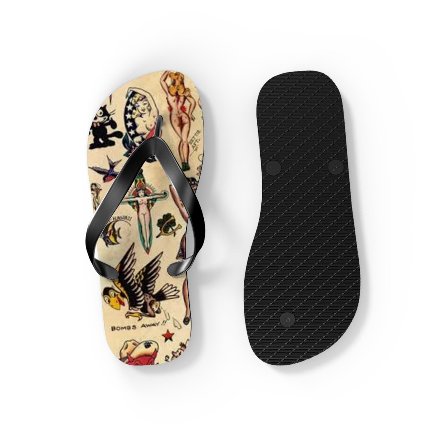 Sailor Jerry Navy Sandals, Beach Shoes, Vacation Flip Flops, Pool Slides