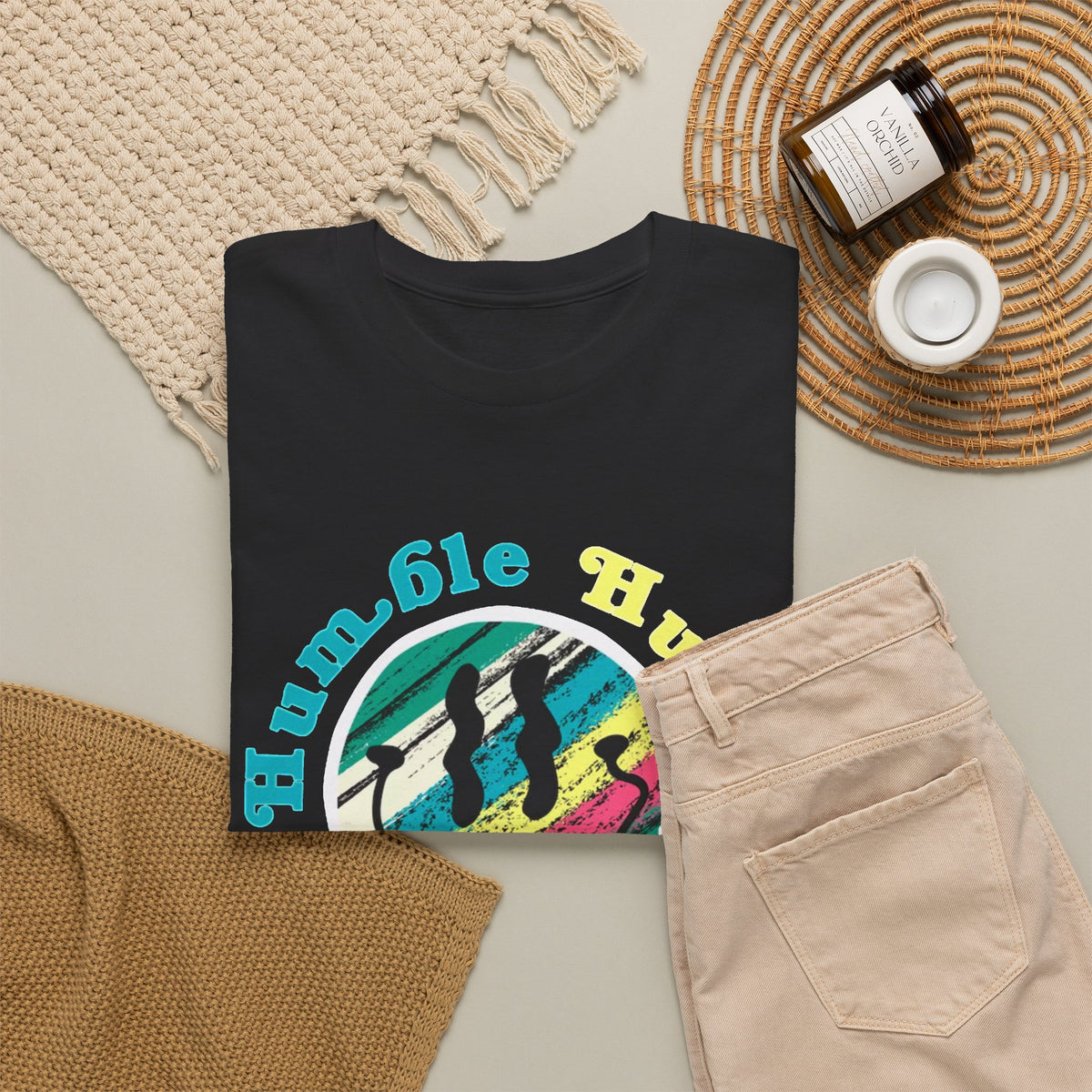 Humble Hustle Retro Happy  Men's Tee Graphic T-Shirt