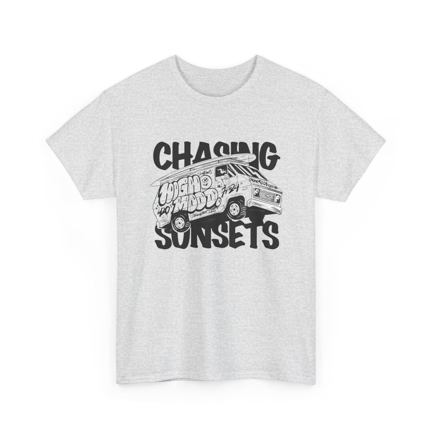 Chasing Sunsets Surfing Graphic T Shirt NEW Unisex Heavy Cotton Tee