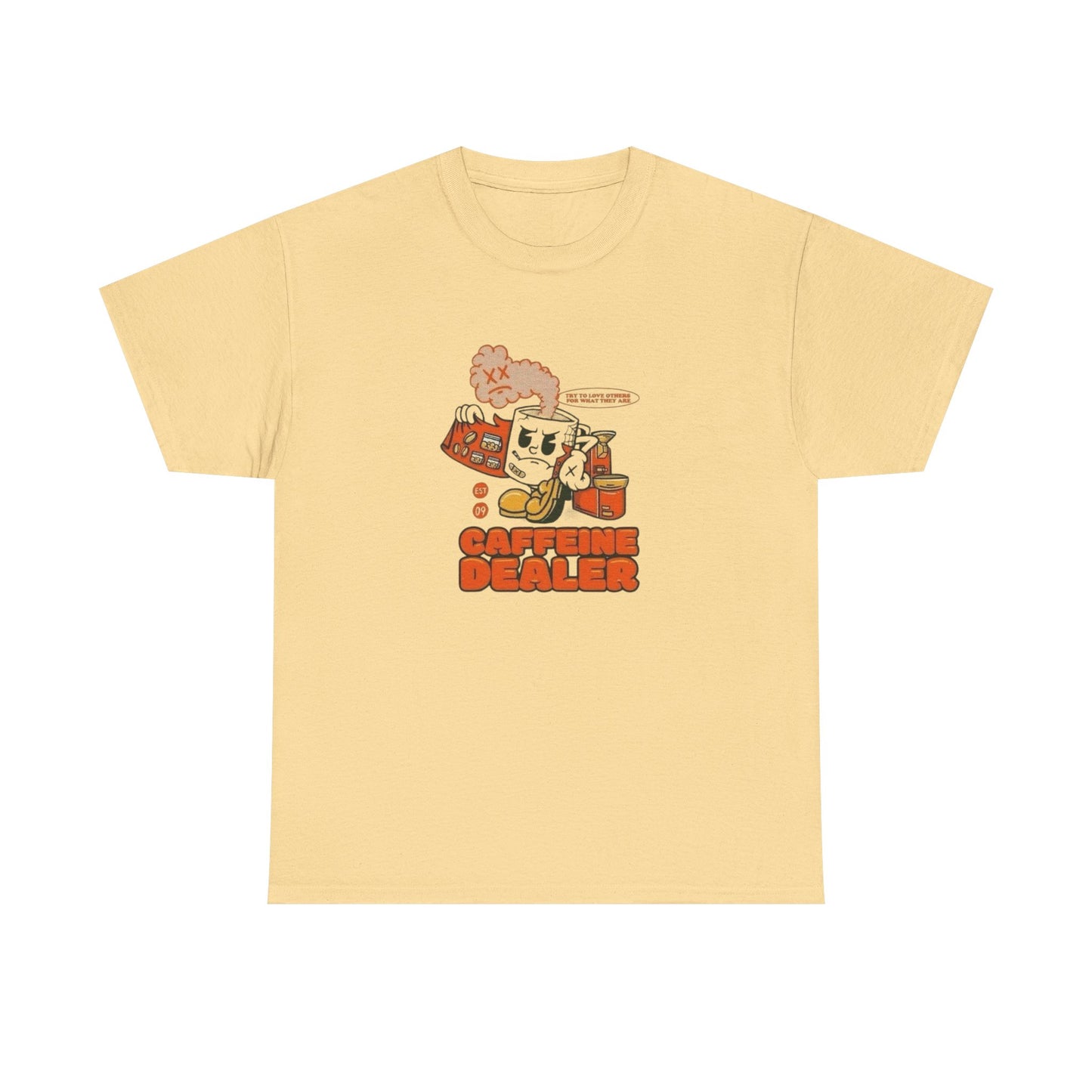 Caffeine Dealer Funny Coffee Graphic T-Shirt Comfy Cotton Tee Brand NEW