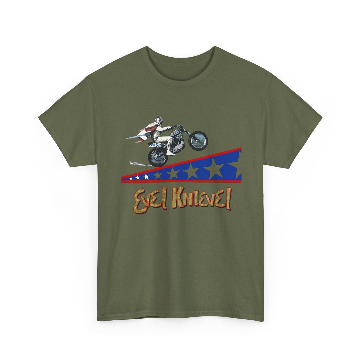 Evel Knievel Motorcycle Stunts Graphic T-Shirt Unisex Heavy Cotton Tee GIFT NEW