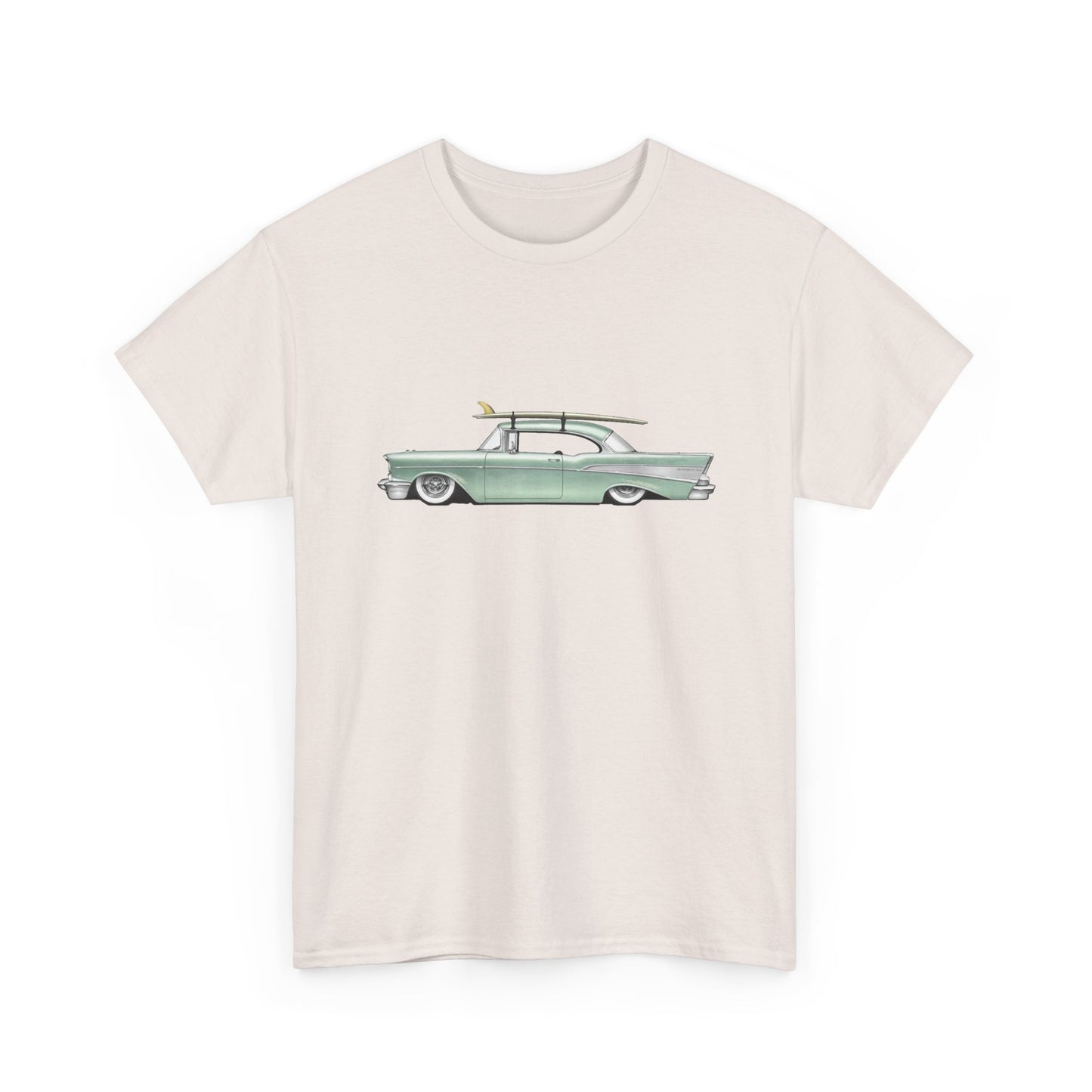 57 Chevy Cruiser Surfer Graphic T Shirt Unisex Heavy Cotton Tee NEW