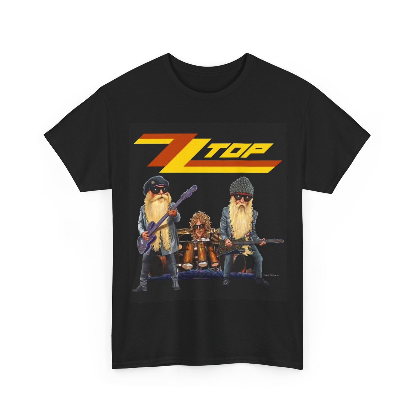ZZ Top Tshirt Retro cartoon Texas graphic vintage rock Unisex Heavy Cotton Tee