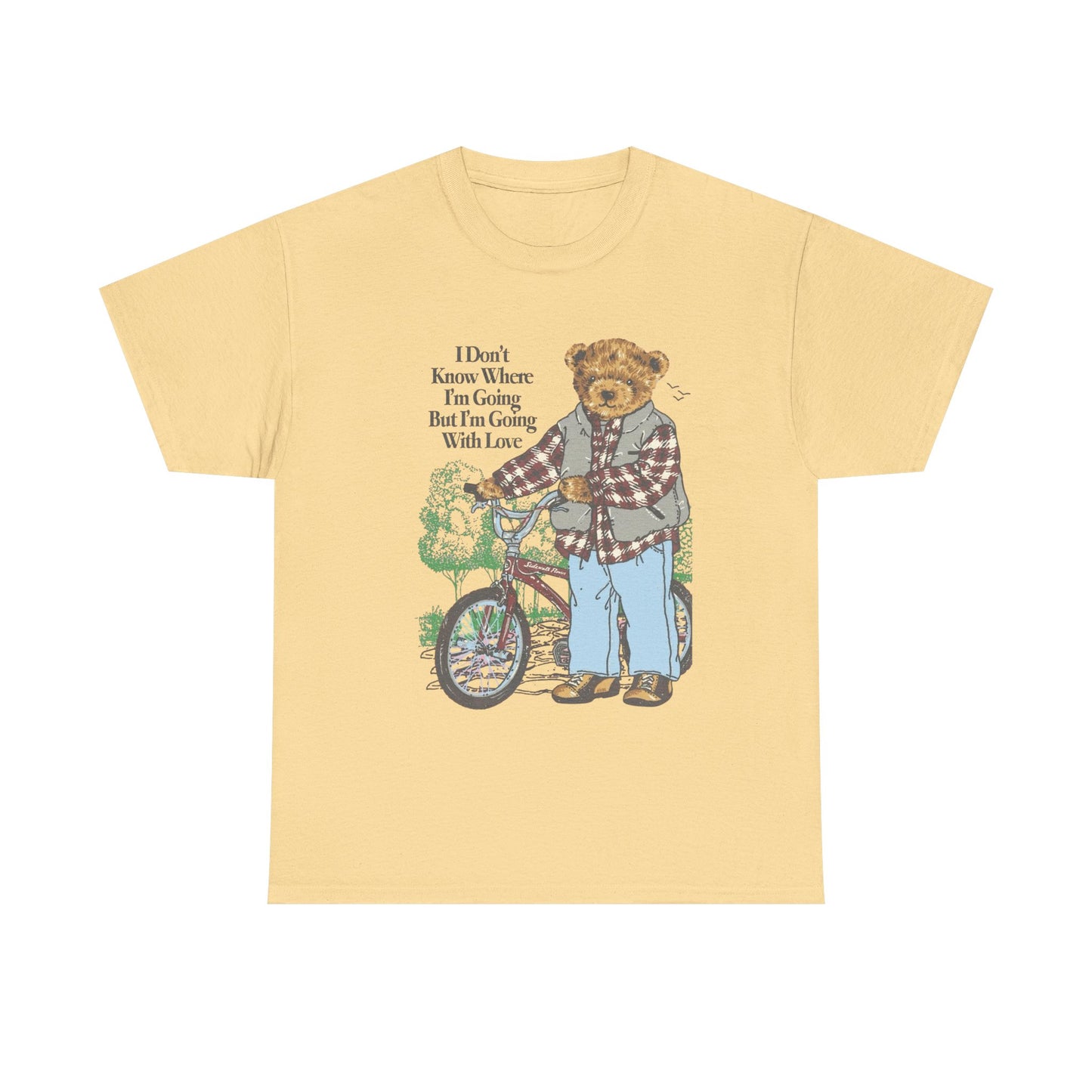 I'm Going With Love Vintage Teddy Bear Graphic T Shirt NEW ADULT Tee