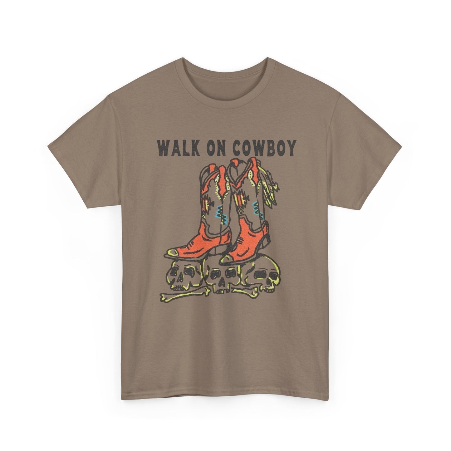 Walk On Cowboy Graphic T Shirt Unisex Heavy Cotton Tee